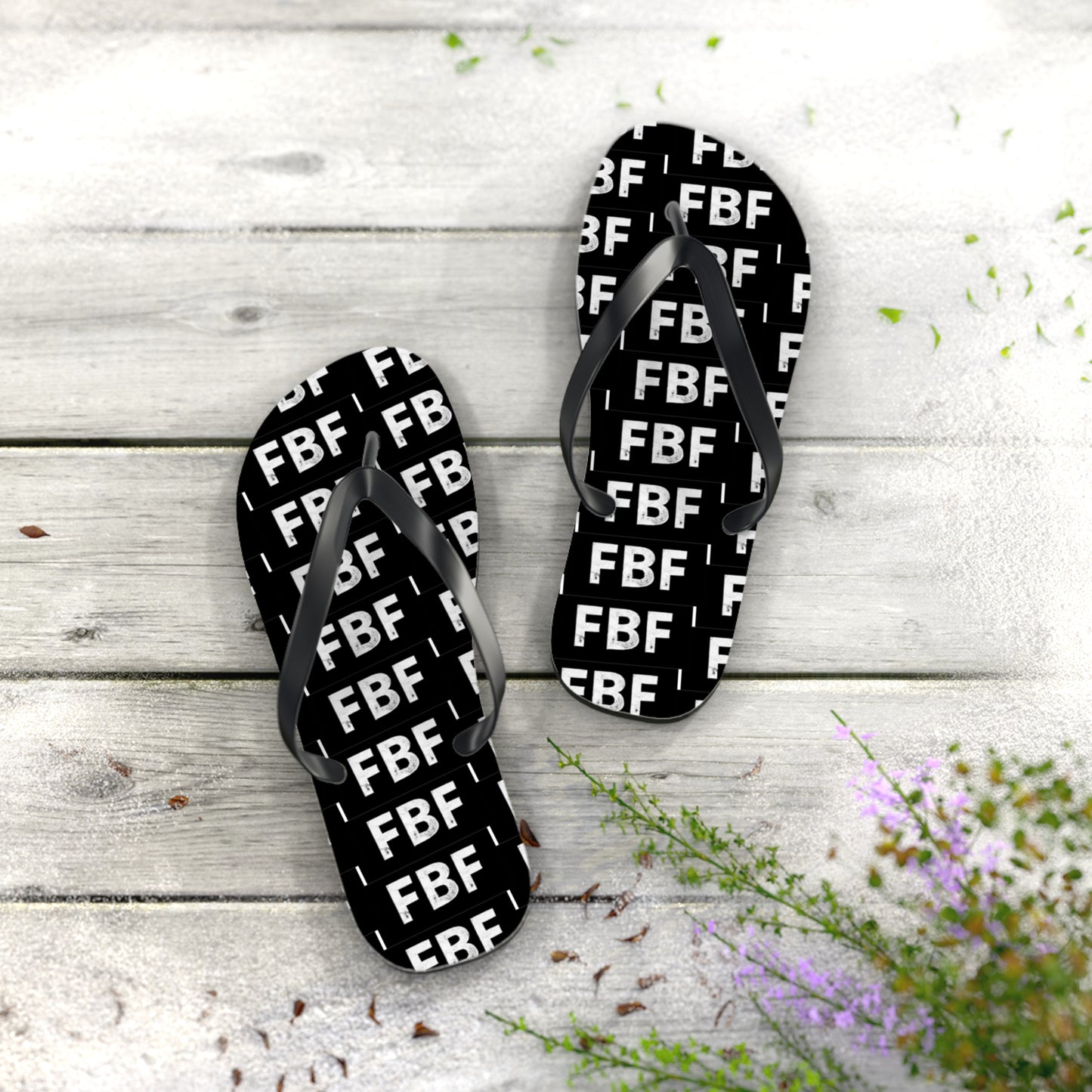 Trendy Flip Flops with FBF Print - Summer Vacation Footwear, Beach Wear, Casual Sandals, Gift for Sun Lovers, Stylish Pool Slides