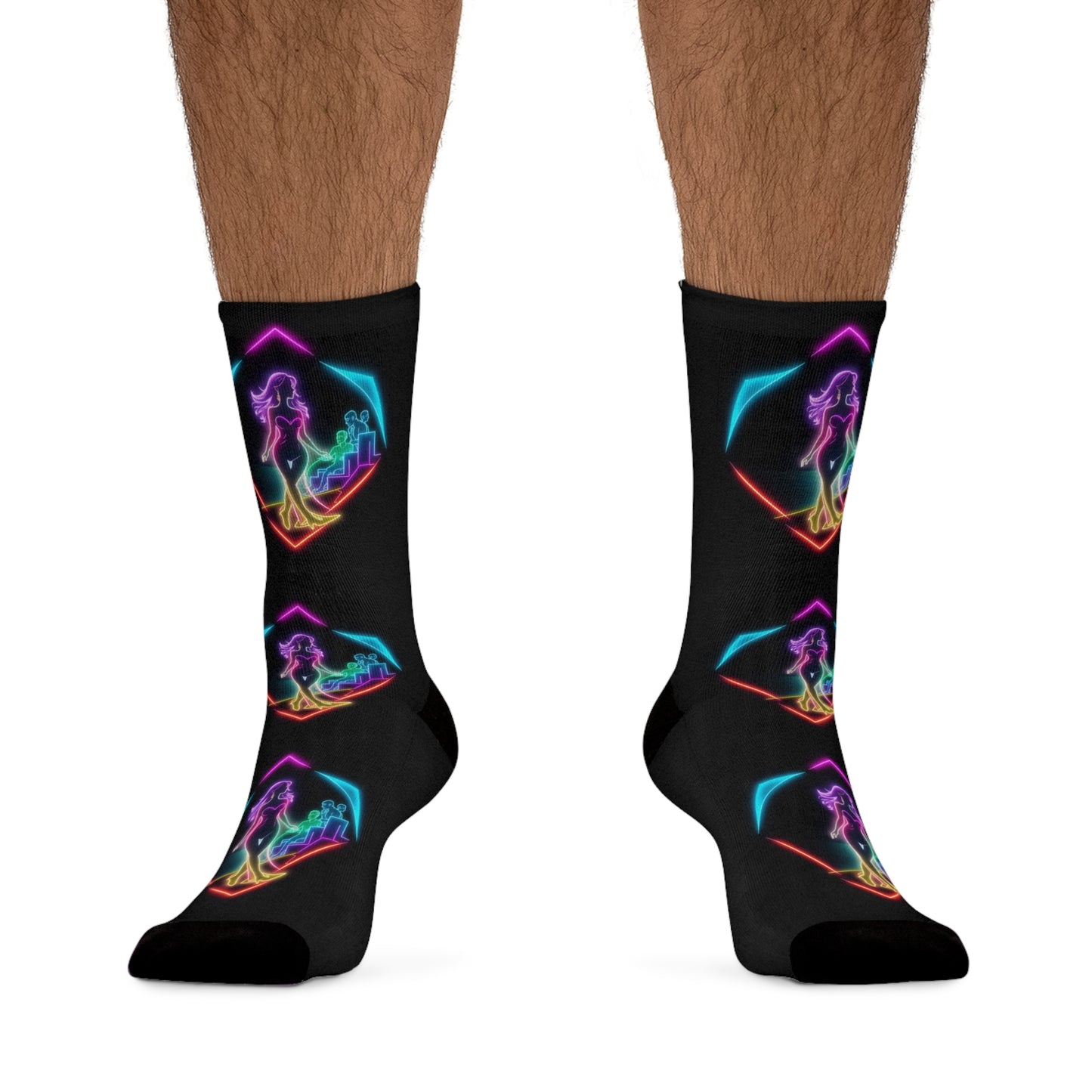Neon Mermaid Heart Socks — Recycled Poly Crew Socks