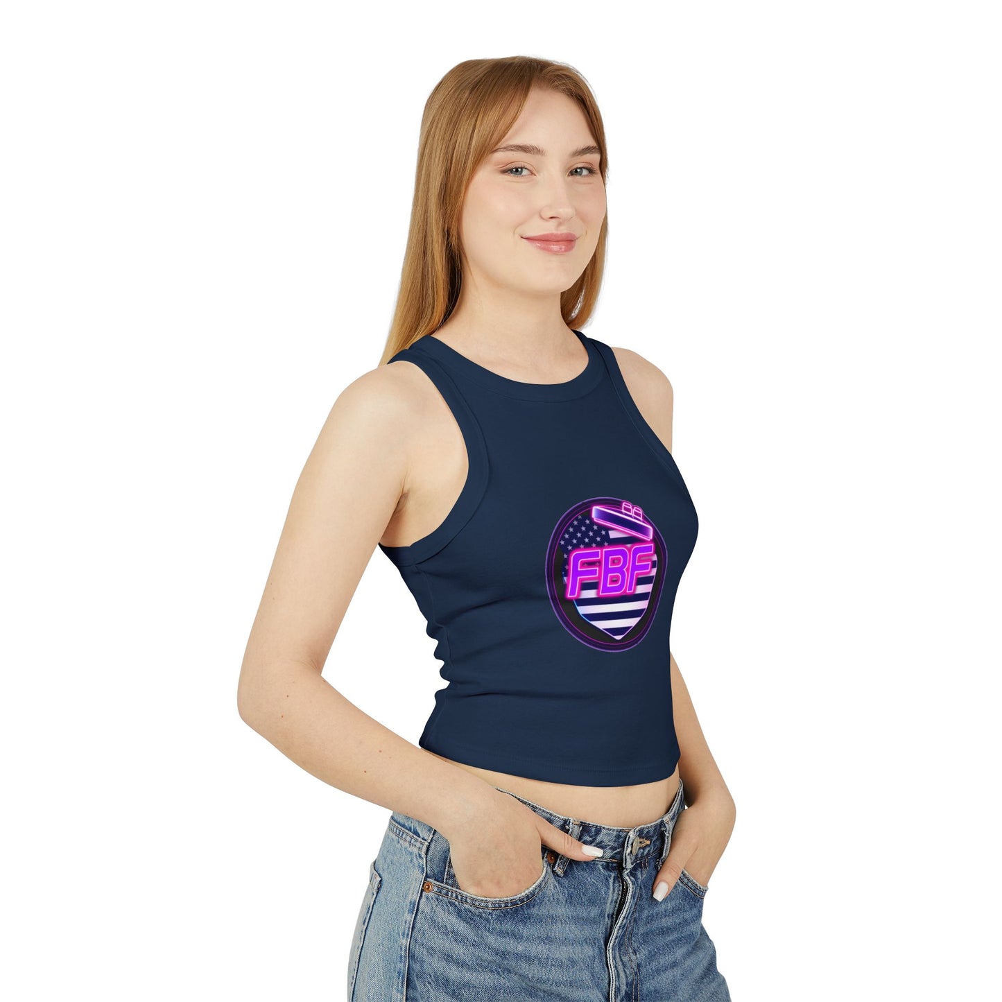 FBF Women's Micro Rib Racer Tank Top, Summer Top, Athletic Wear, Casual Outfit, Gift for Her, Workout Apparel