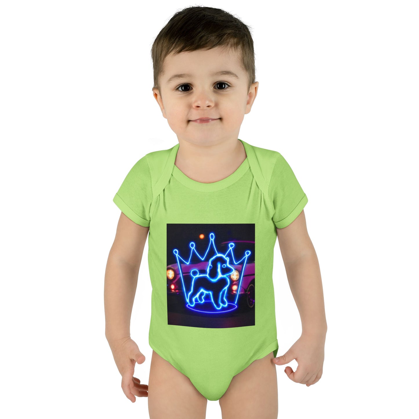 Neon Dog Crown Baby Bodysuit, Cute Infant Outfit, Baby Shower Gift, Newborn Clothes, Pet Lover Apparel, Birthday Gift for Baby