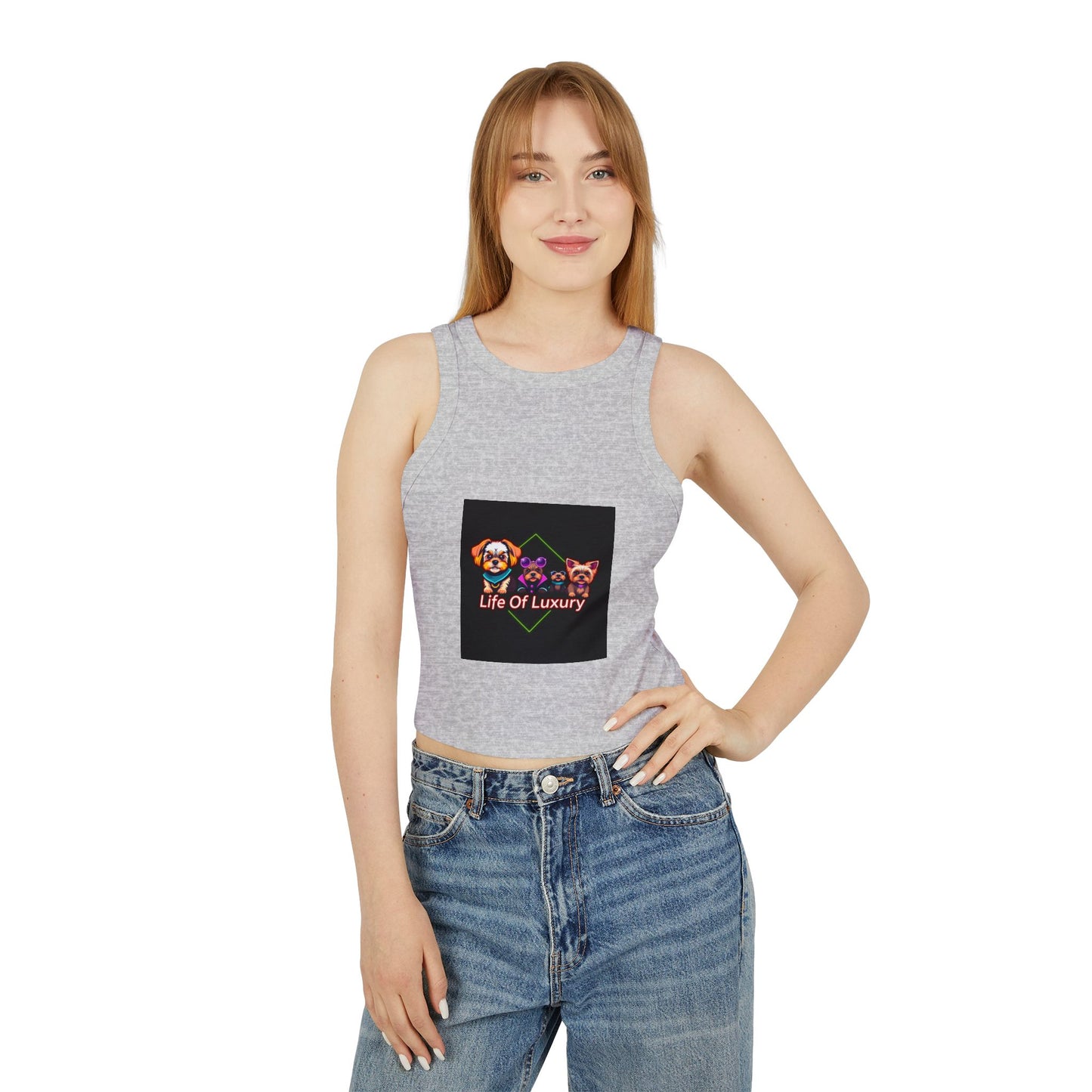 Life Of Luxury Dog-Themed Women's Micro Rib Racer Tank Top, Cute Pet Lover Apparel, Summer Fashion, Gift for Dog Moms, Casual Outfit