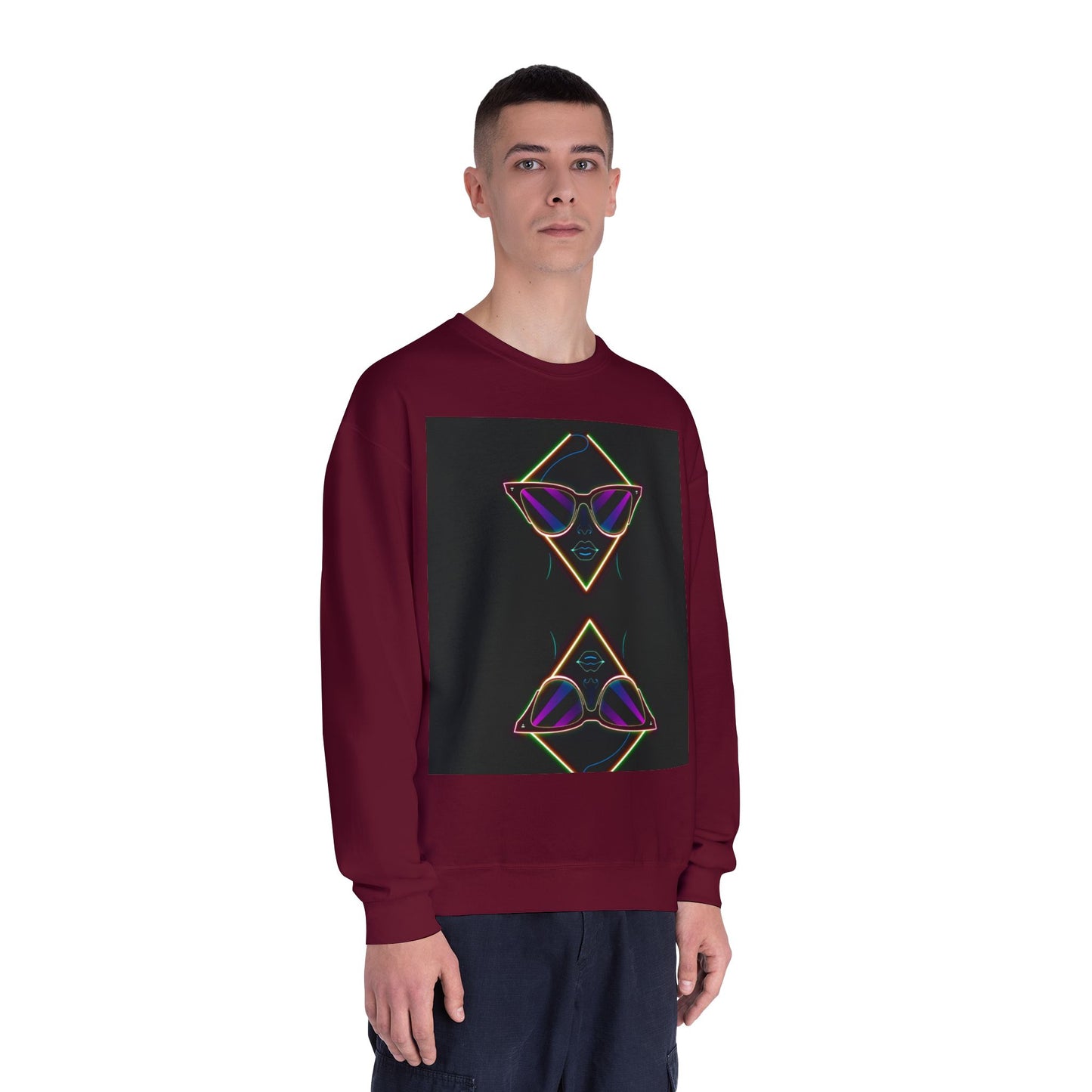 Retro Vibes Crewneck Sweatshirt with Sunglasses Design