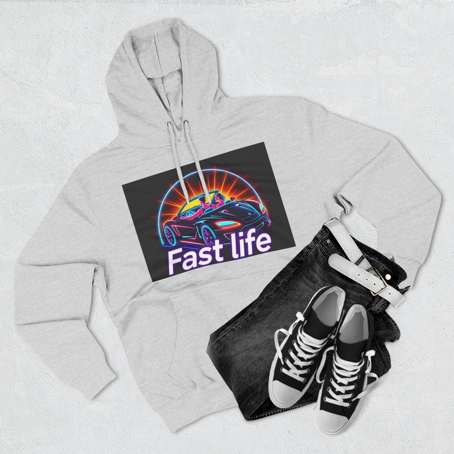 Fast Life Fleece Hoodie for Car Enthusiasts