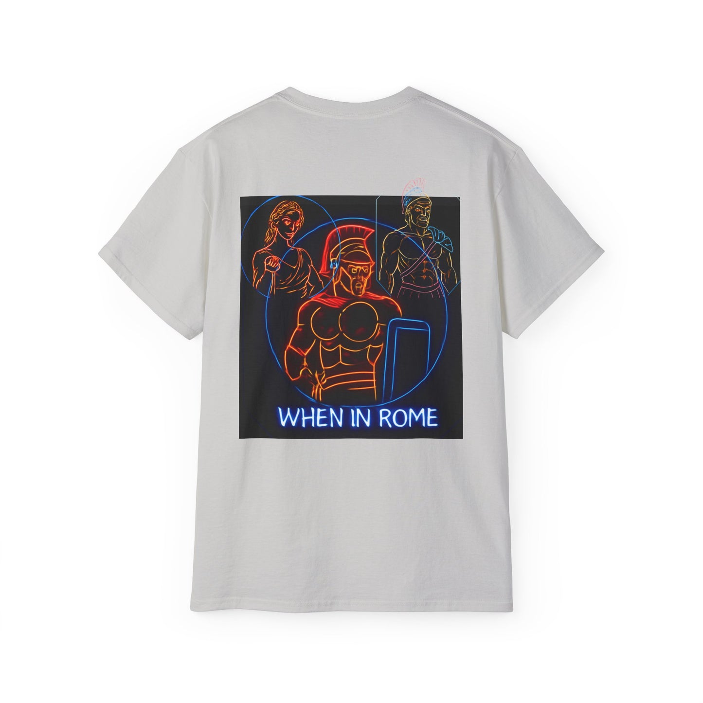 When in Rome Neon Graphic Tee - Roman Gladiator & Colosseum Vintage Style