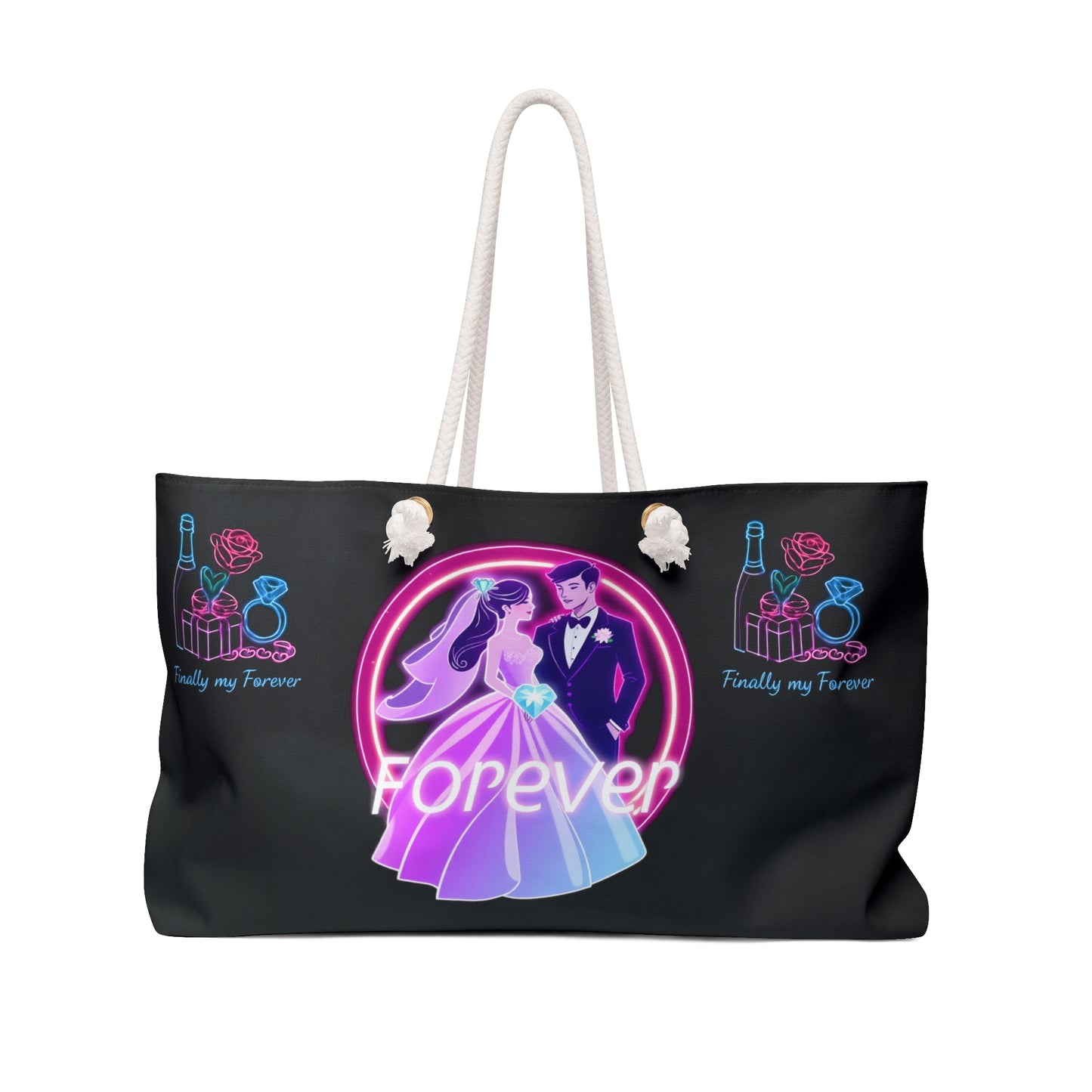 Forever Together Bridal Weekender Bag — "I Found My Forever In You" Neon Wedding Travel Tote