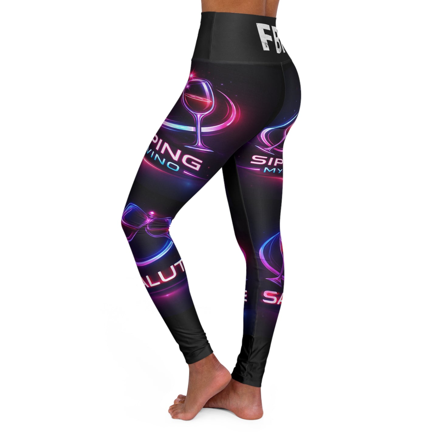 Neon Sipping Vibes High-Waist Yoga Leggings