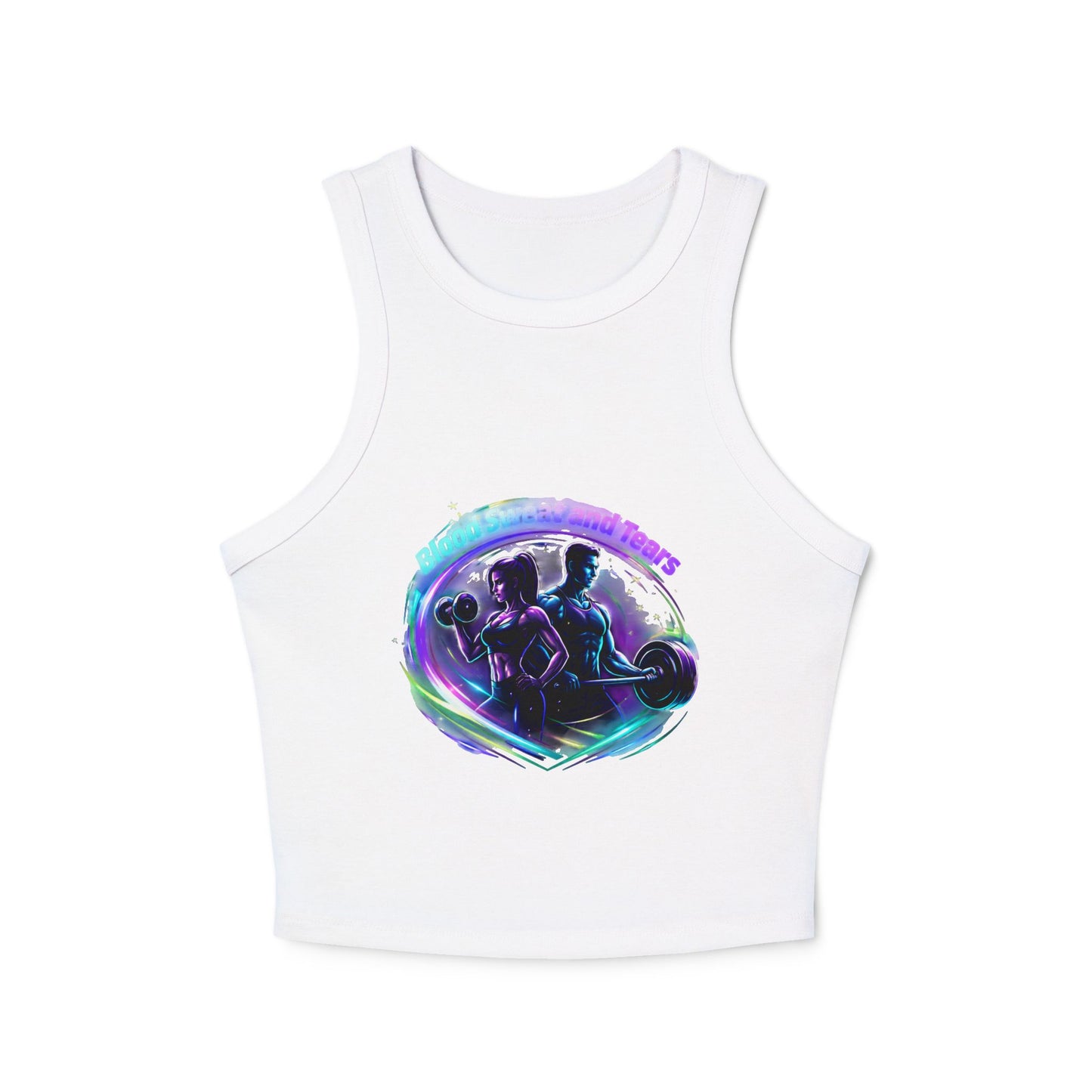 Fitness Racer Tank Top — 'FBF' Weightlifting Graphic Women's Micro Rib Tank