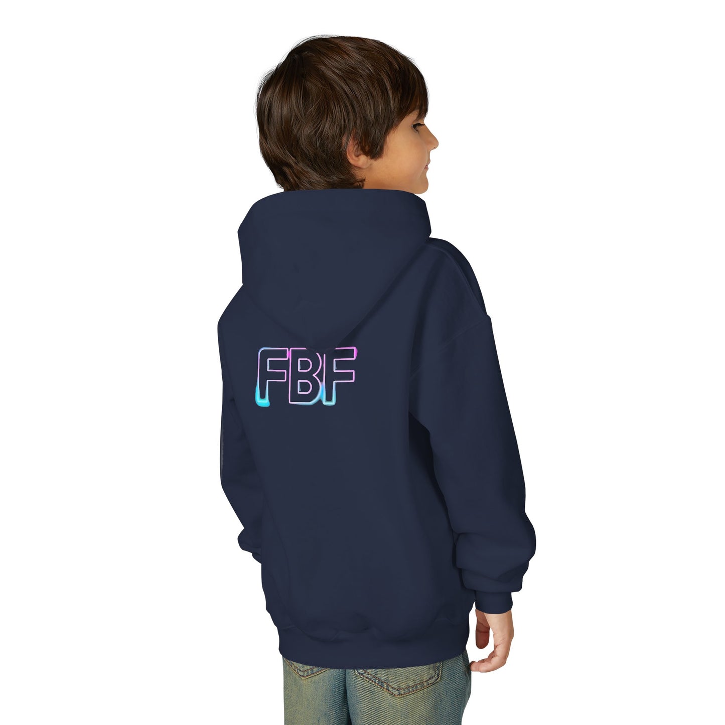 Youth Hoodie with Pastel Soundwave & FBF Back Print – Cute Music Graphic Pullover