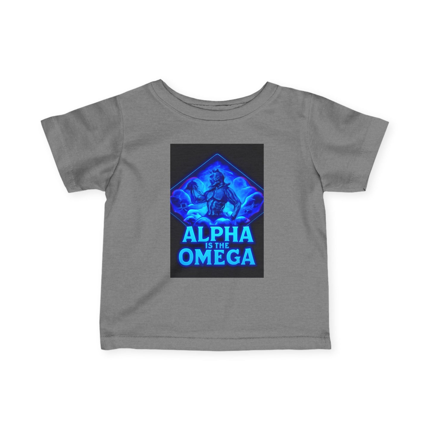 Infant Tee — "Alpha Is the Omega" Neon Christian Baby Shirt