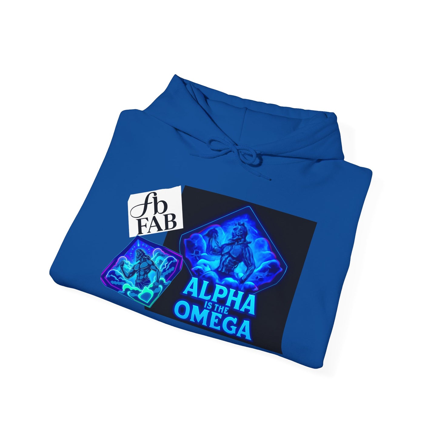 Alpha is the Omega Graphic Hoodie — Blue Retro Logo Pullover