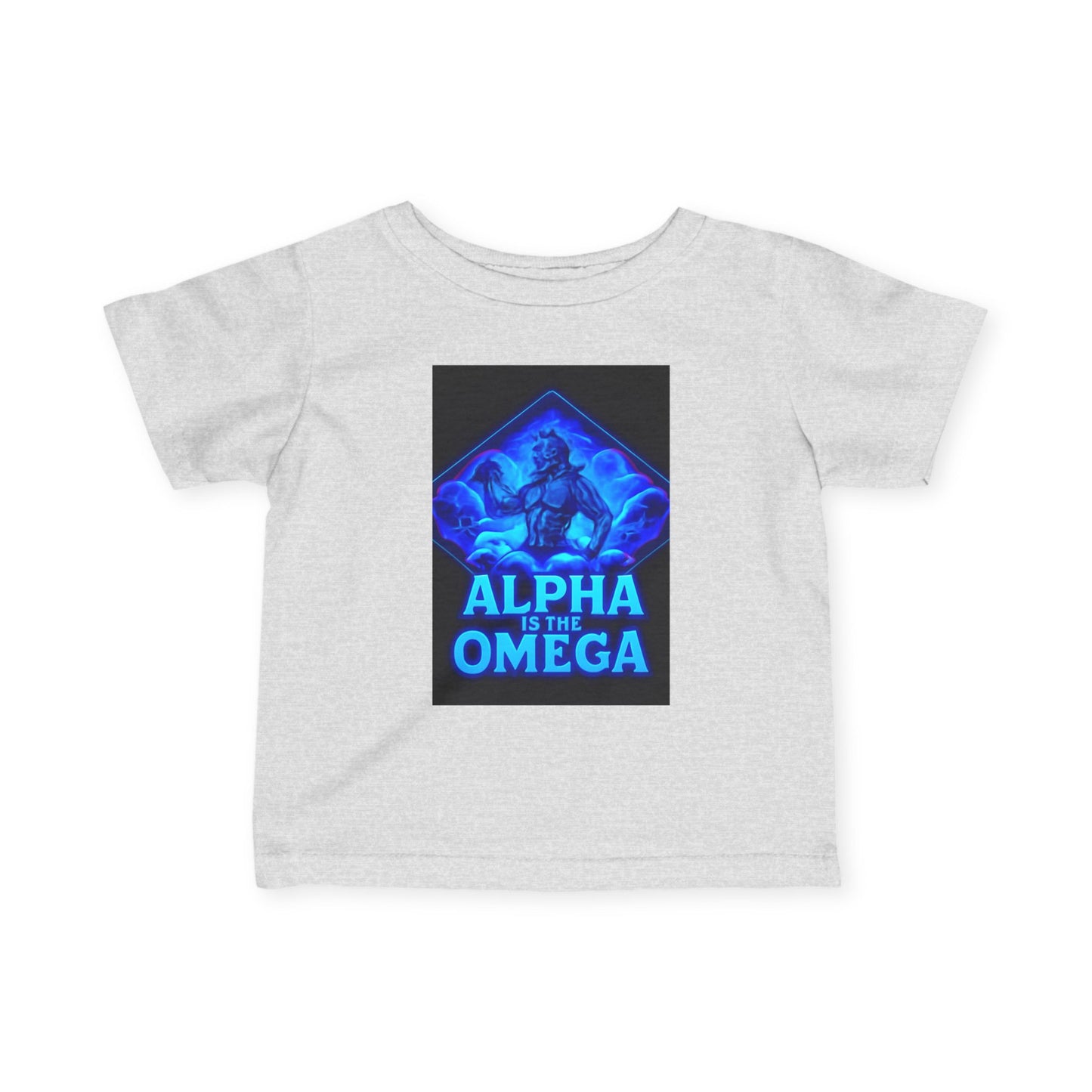 Infant Tee — "Alpha Is the Omega" Neon Christian Baby Shirt
