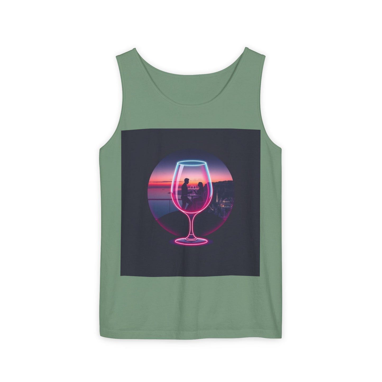 Sunset Vibes Tank Top, Casual Summer Wear, Beach Apparel, Wine Lover Gift, Travel Fashion