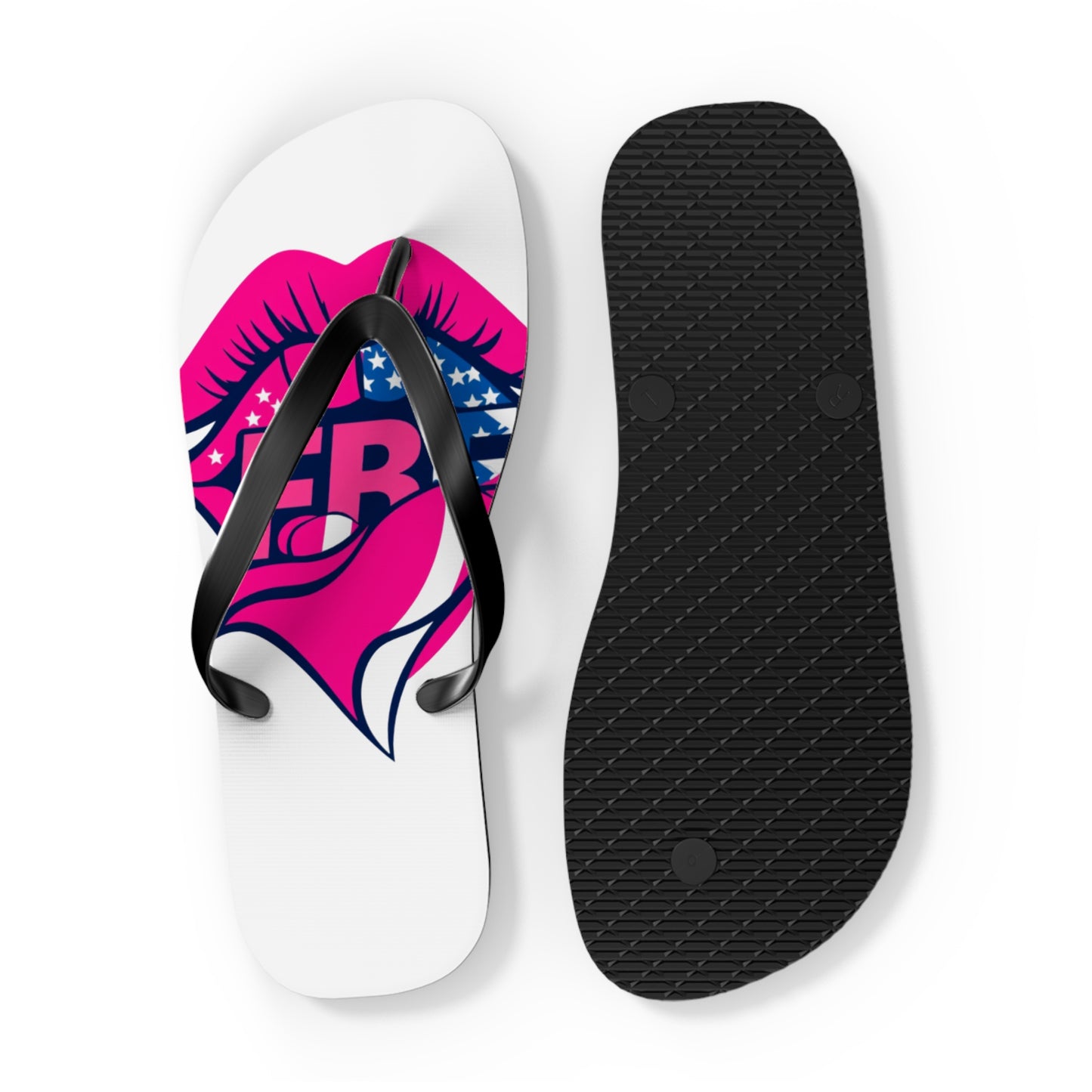 Patriotic Flip Flops with Kiss Design | Fun Summer Footwear, Vacation Sandals, Memorial Day, 4th of July, Beachwear