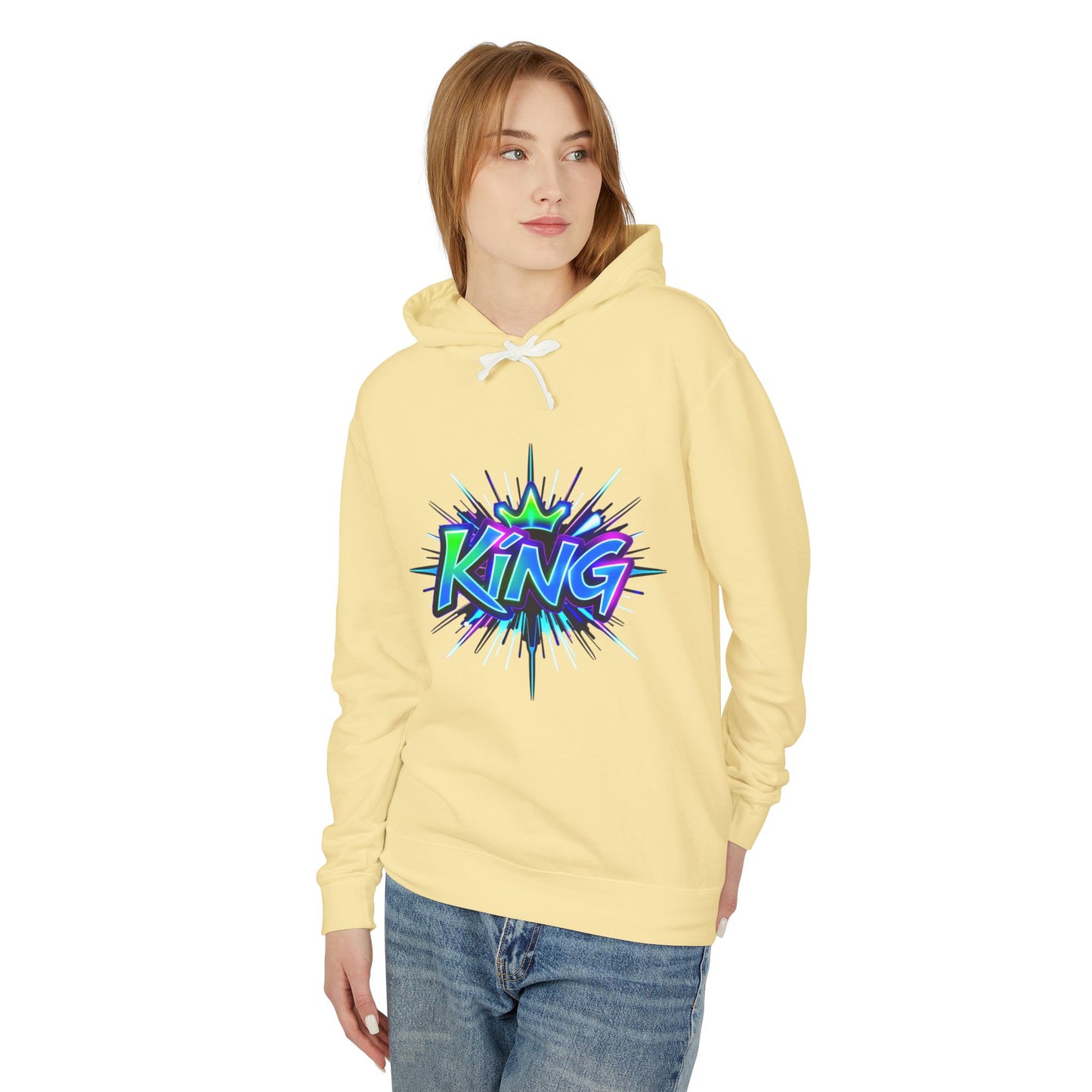 Colorful King Hoodie for Trendy Casual Wear, Unisex Lightweight Sweatshirt for Men & Women, Perfect Gift for Birthdays, Hip Hop Vibes, [...]
