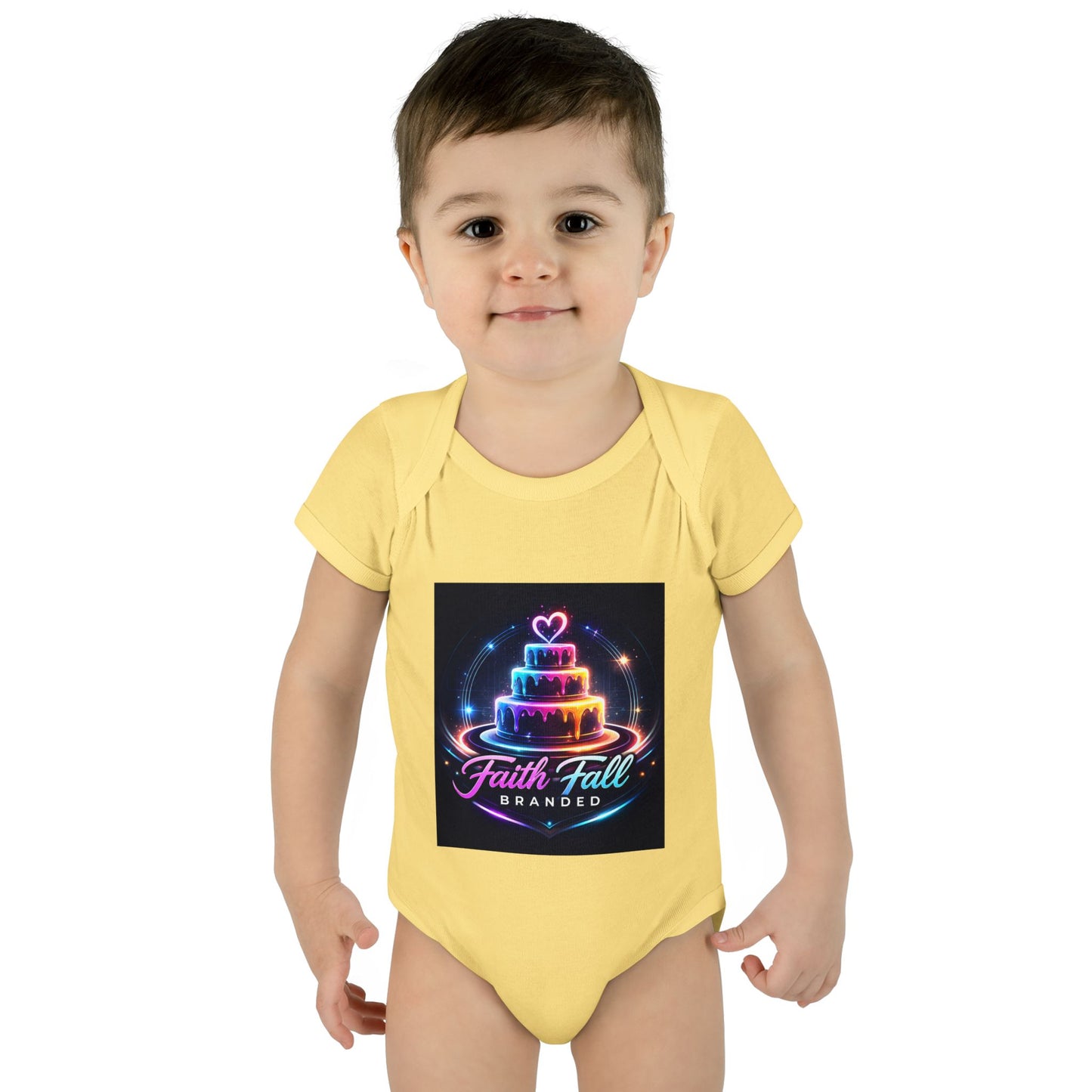 Infant Bodysuit — Neon Cake 'Faith, Fall, Brander' Baby Onesie