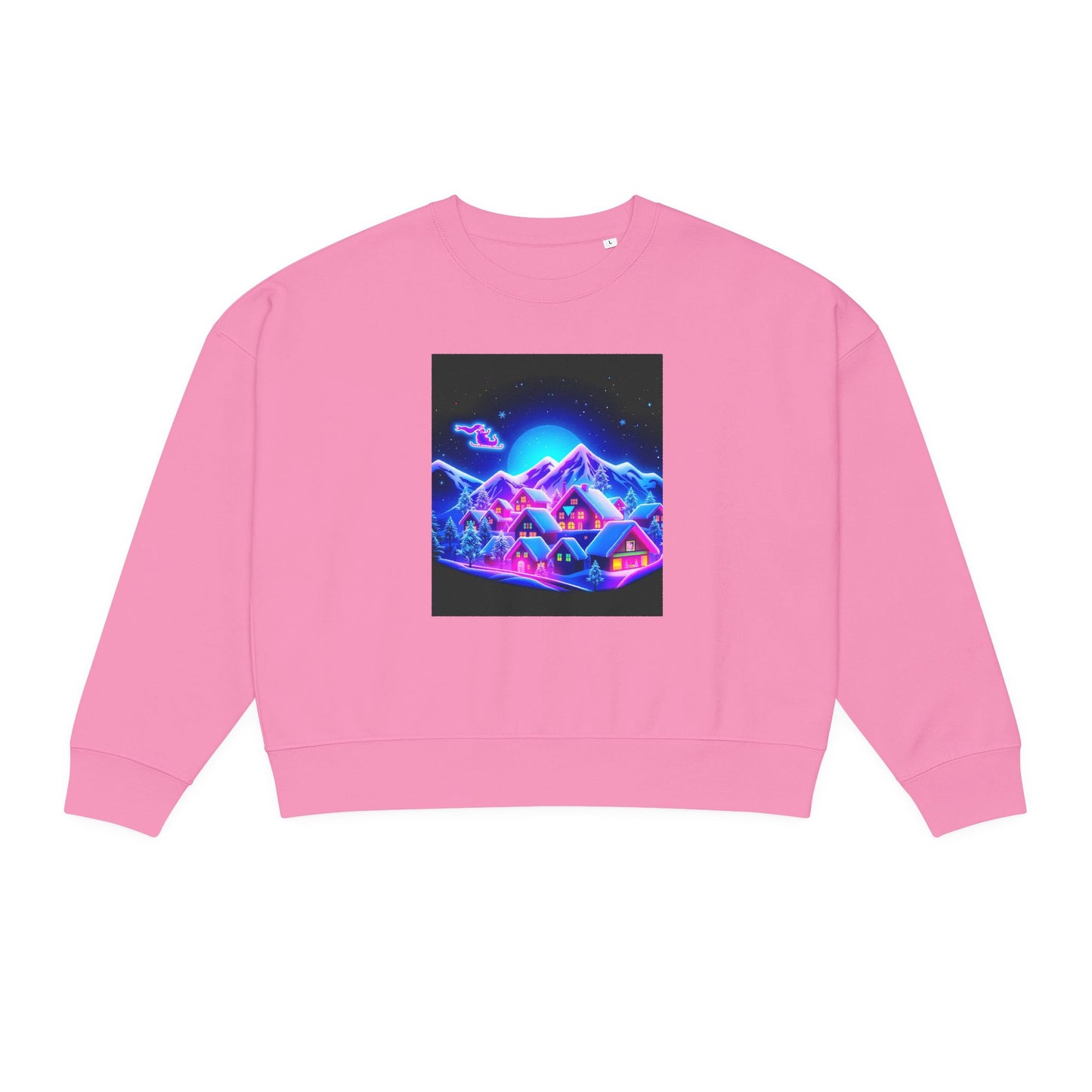 Alma Organic Crewneck Sweatshirt — Neon Retro Mountains Graphic