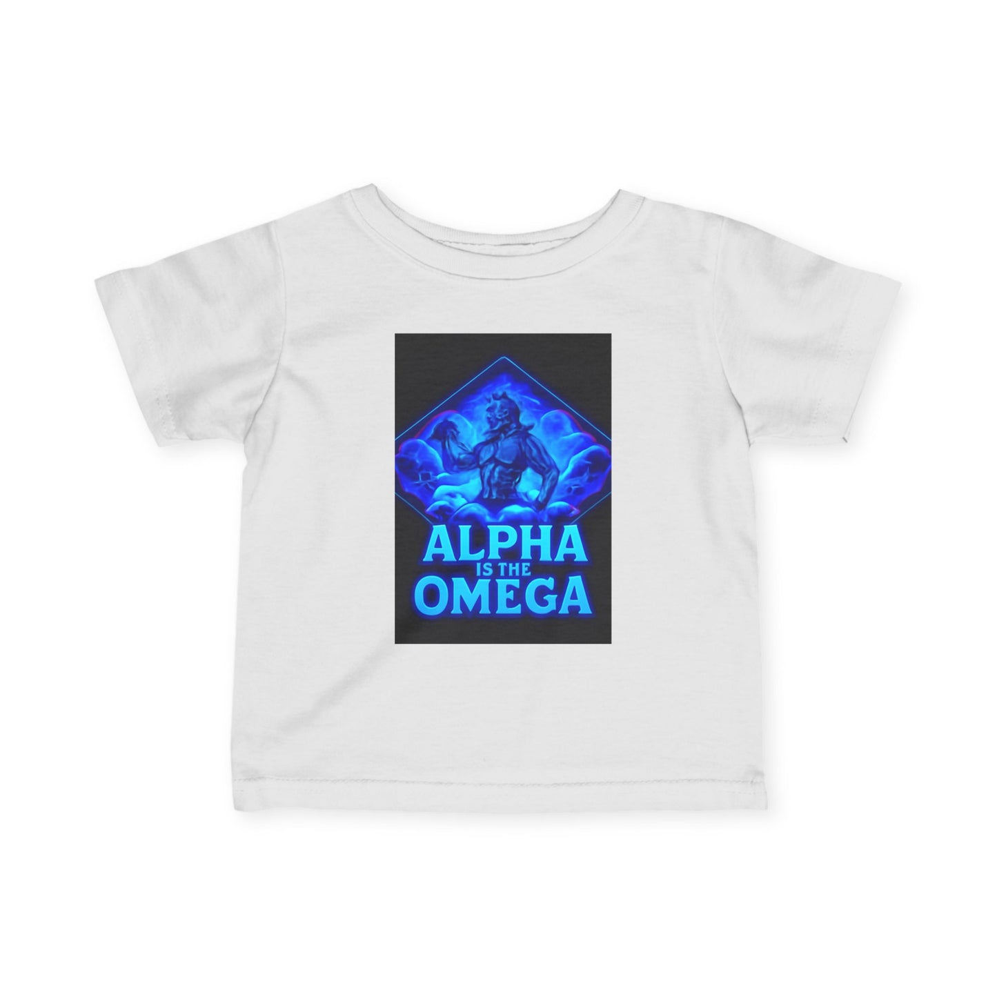 Infant Tee — "Alpha Is the Omega" Neon Christian Baby Shirt