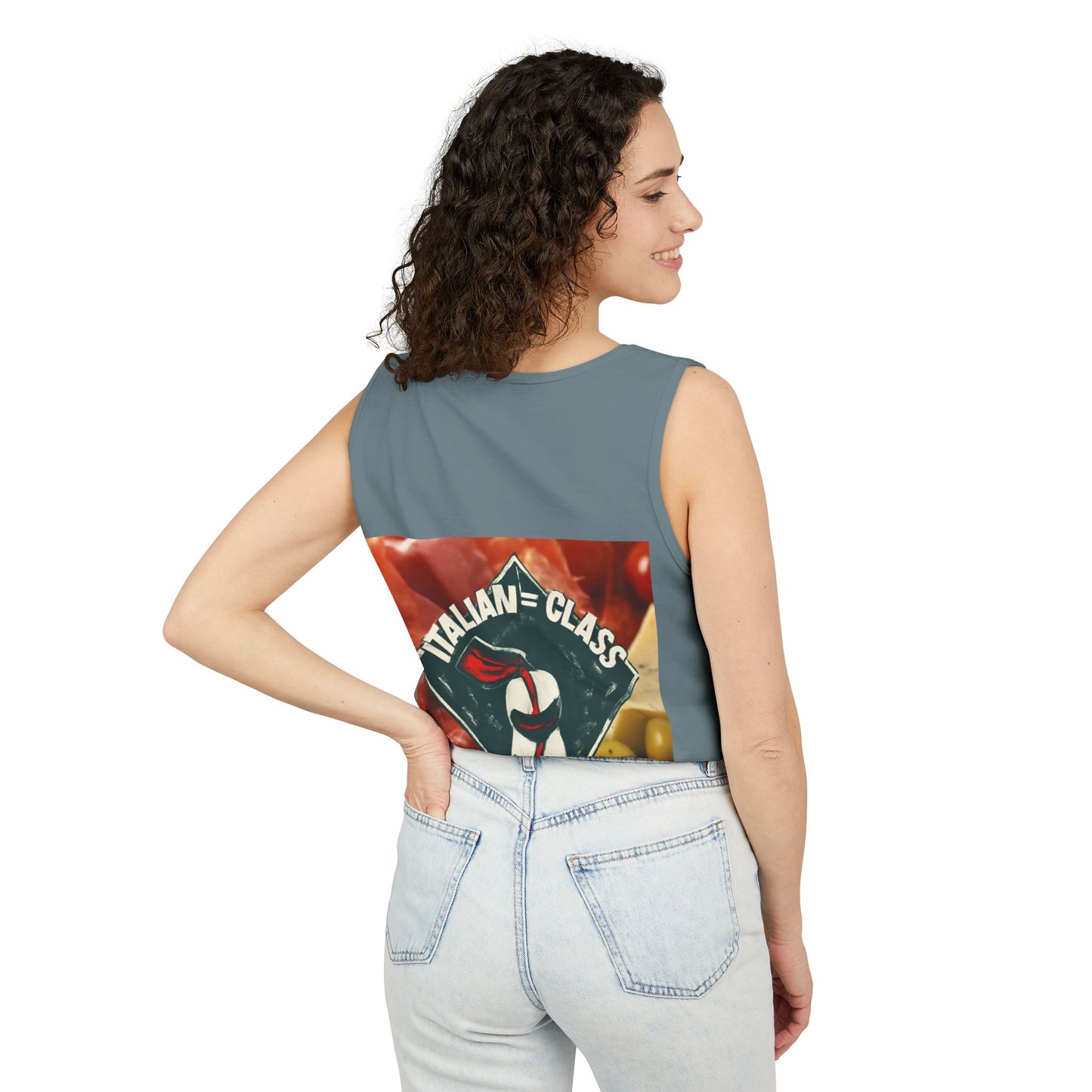 Italian Class Unisex Garment-Dyed Tank Top, Casual Summer Wear, Italian Heritage Gift, Foodie Apparel, Vacation Top