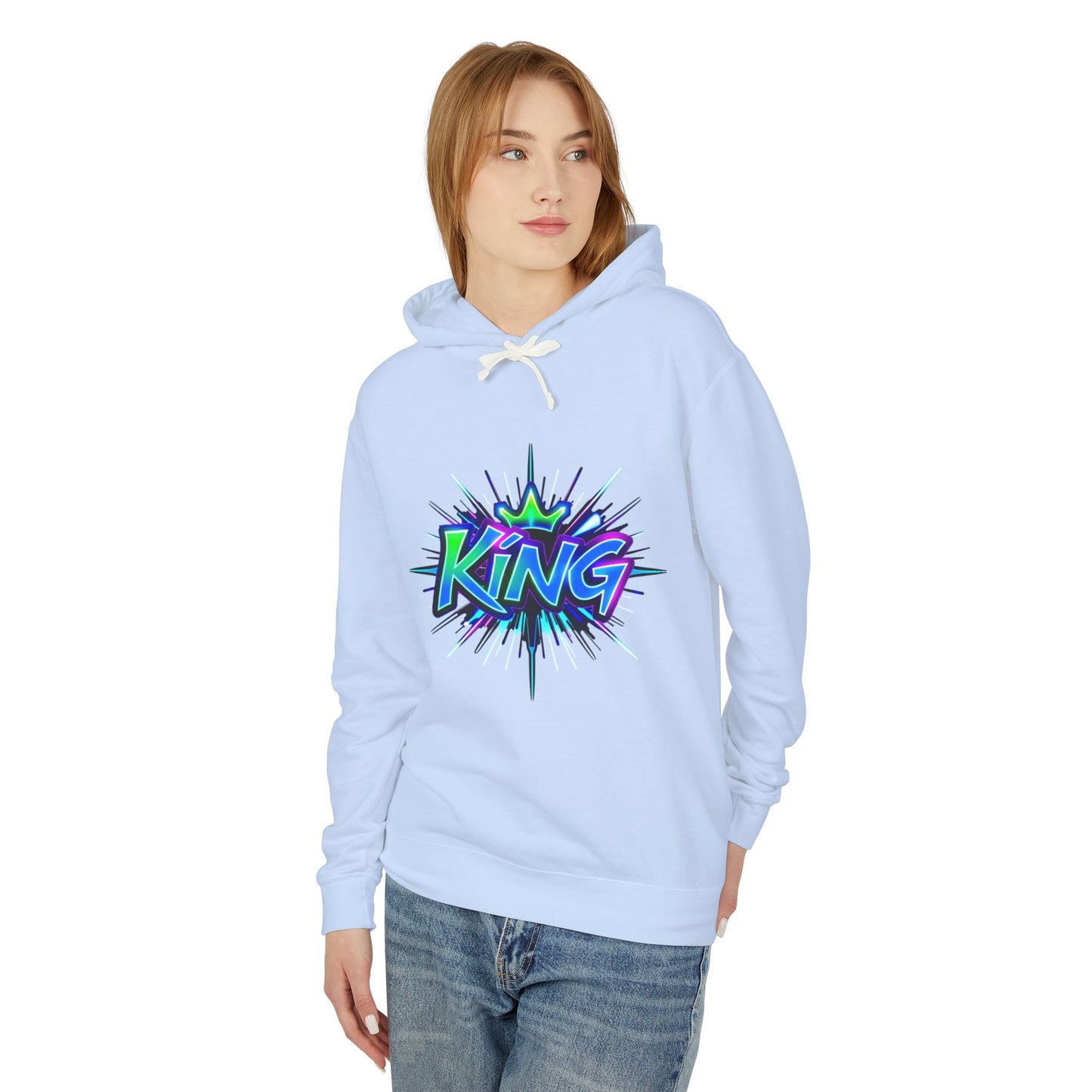 Colorful King Hoodie for Trendy Casual Wear, Unisex Lightweight Sweatshirt for Men & Women, Perfect Gift for Birthdays, Hip Hop Vibes, [...]