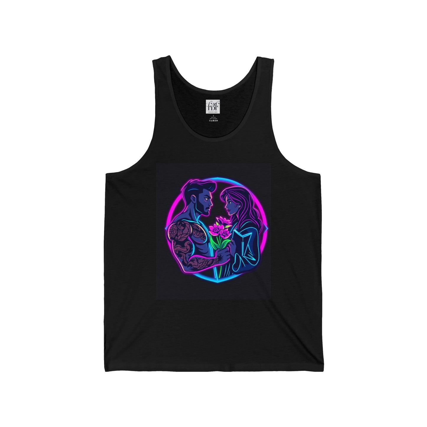 Couples Embrace Jersey Tank - Romantic Floral Design