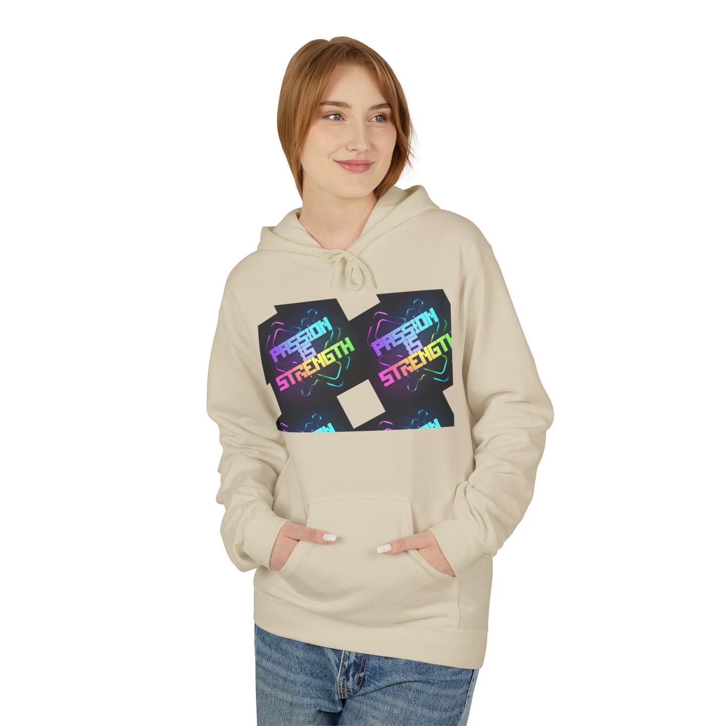 Passion is Strength Graphic Hoodie — Retro Rainbow Tombstone Design