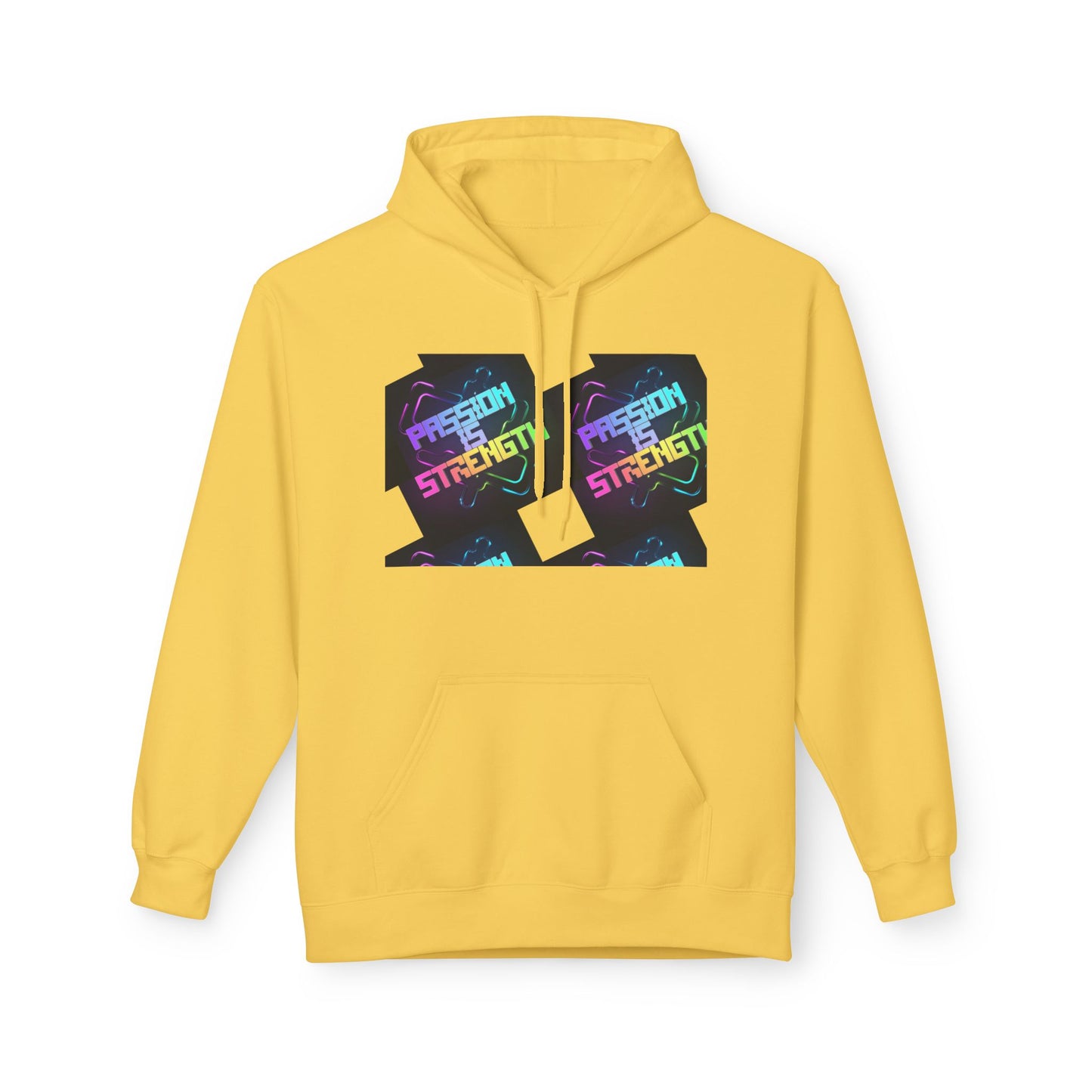 Passion is Strength Graphic Hoodie — Retro Rainbow Tombstone Design