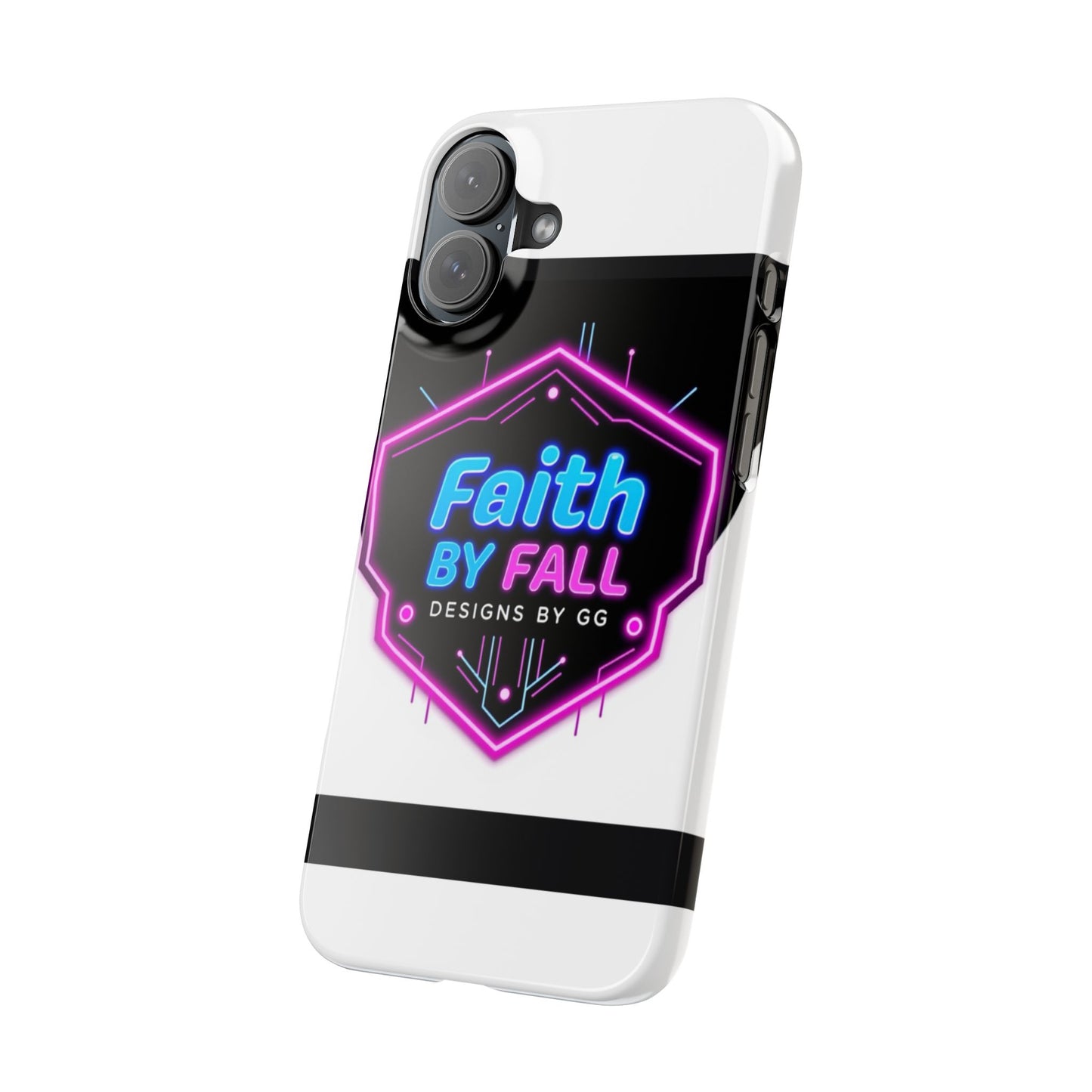 Faith by Fall Slim Phone Case - Neon Design for Tech Enthusiasts