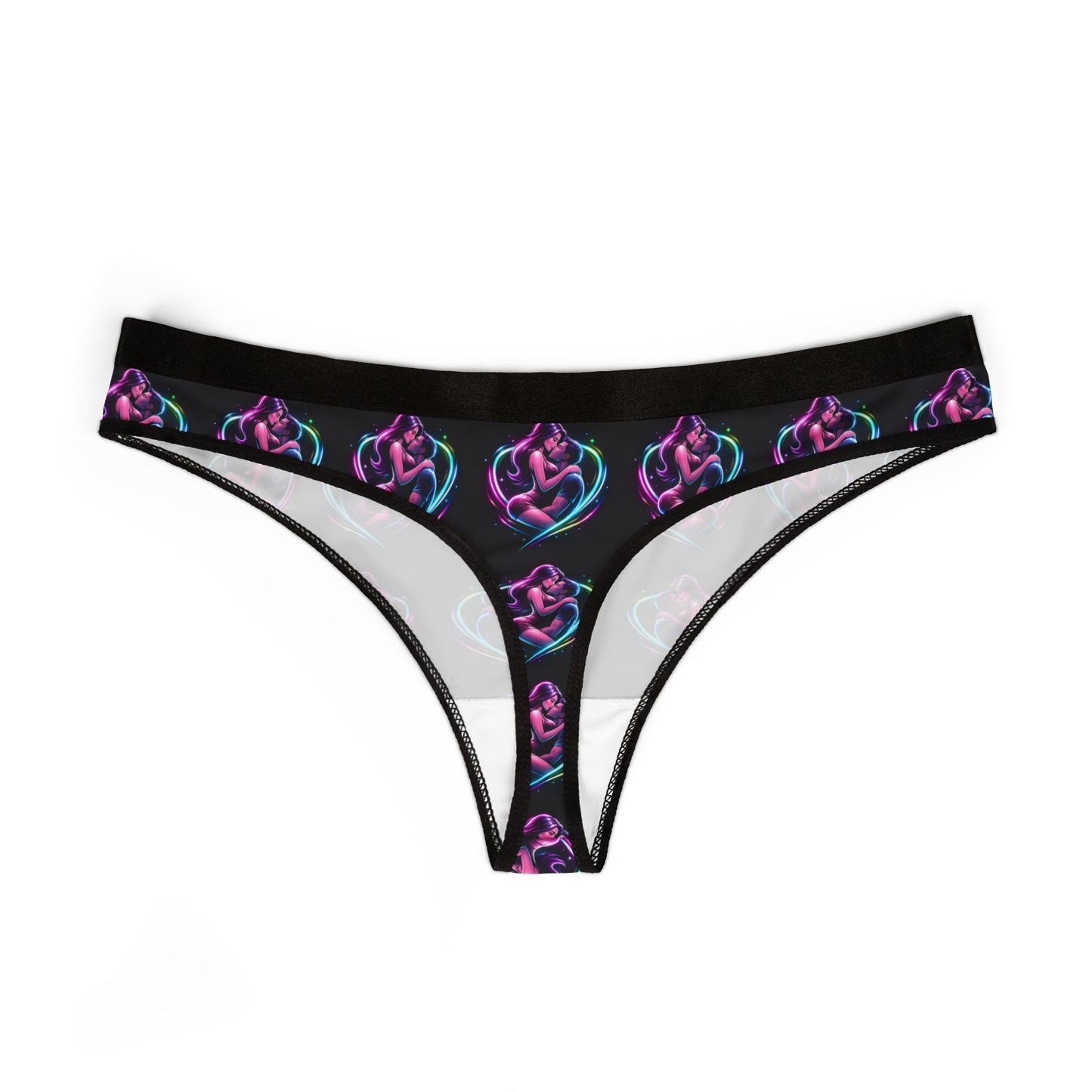 Neon Rose Heart Thong — Women's Floral Lingerie