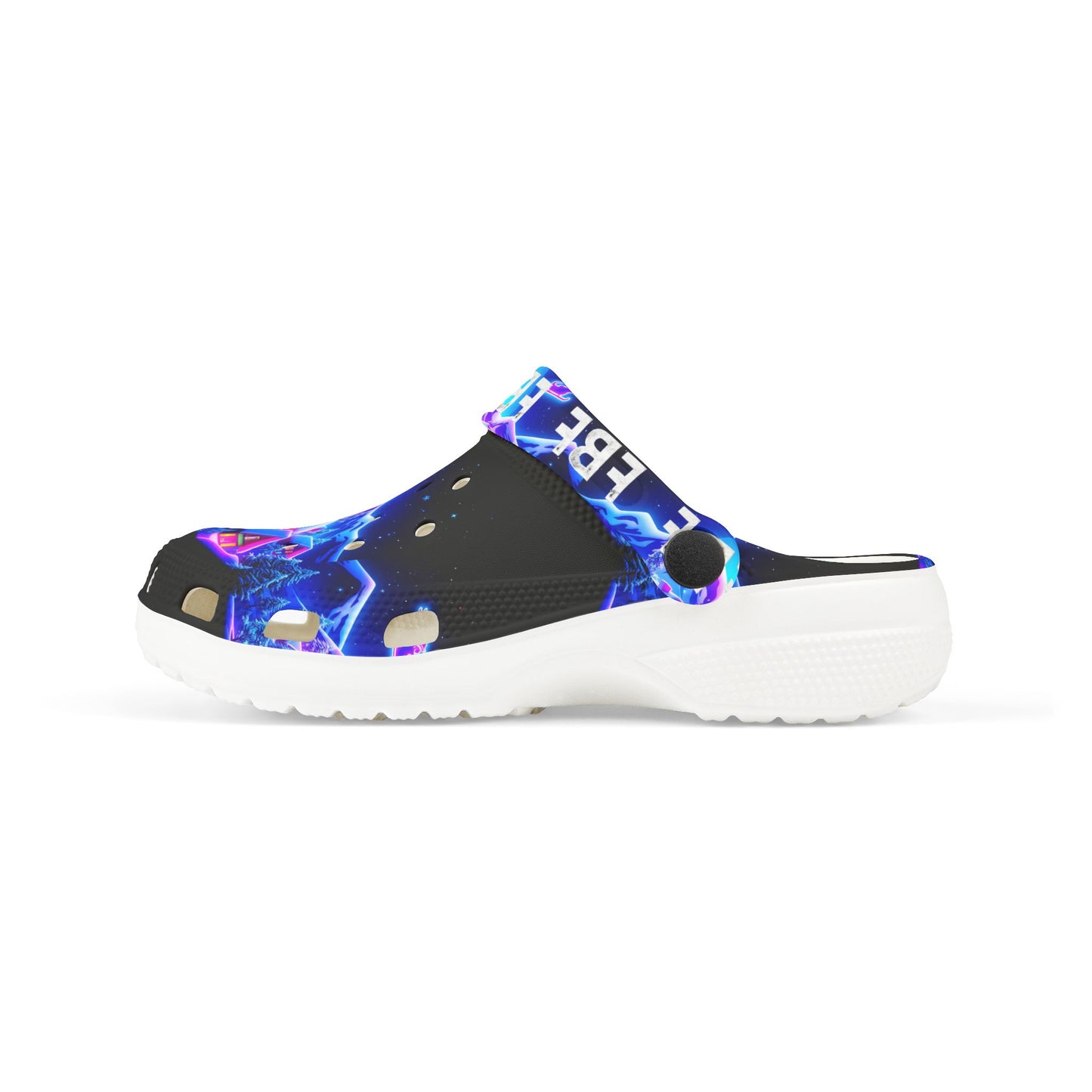 Kids Neon Galaxy Clogs — Colorful Electric Space Print EVA Foam Shoes