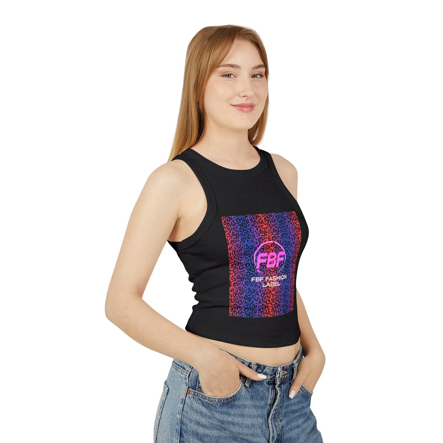 Pink FBF Women's Micro Rib Racer Tank Top