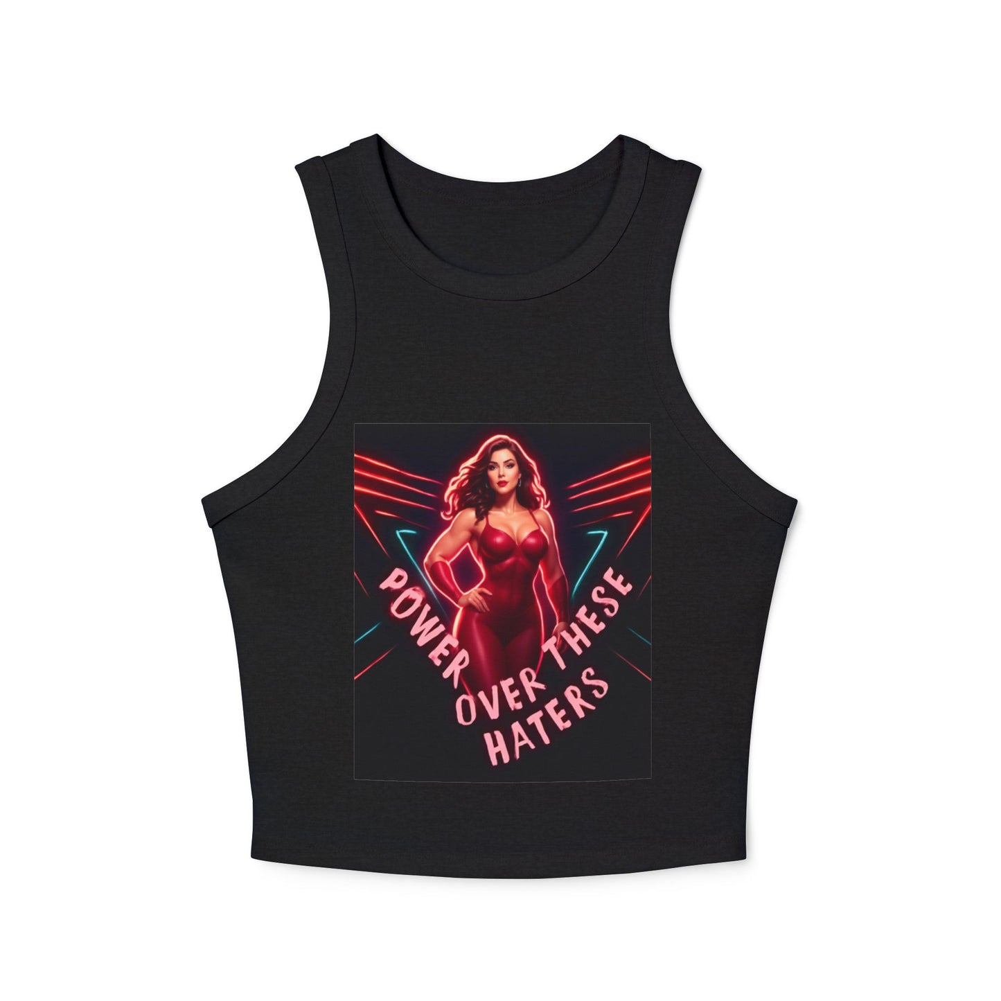 Power Over These Haters Racer Tank Top — FBF Neon Graphic Crop