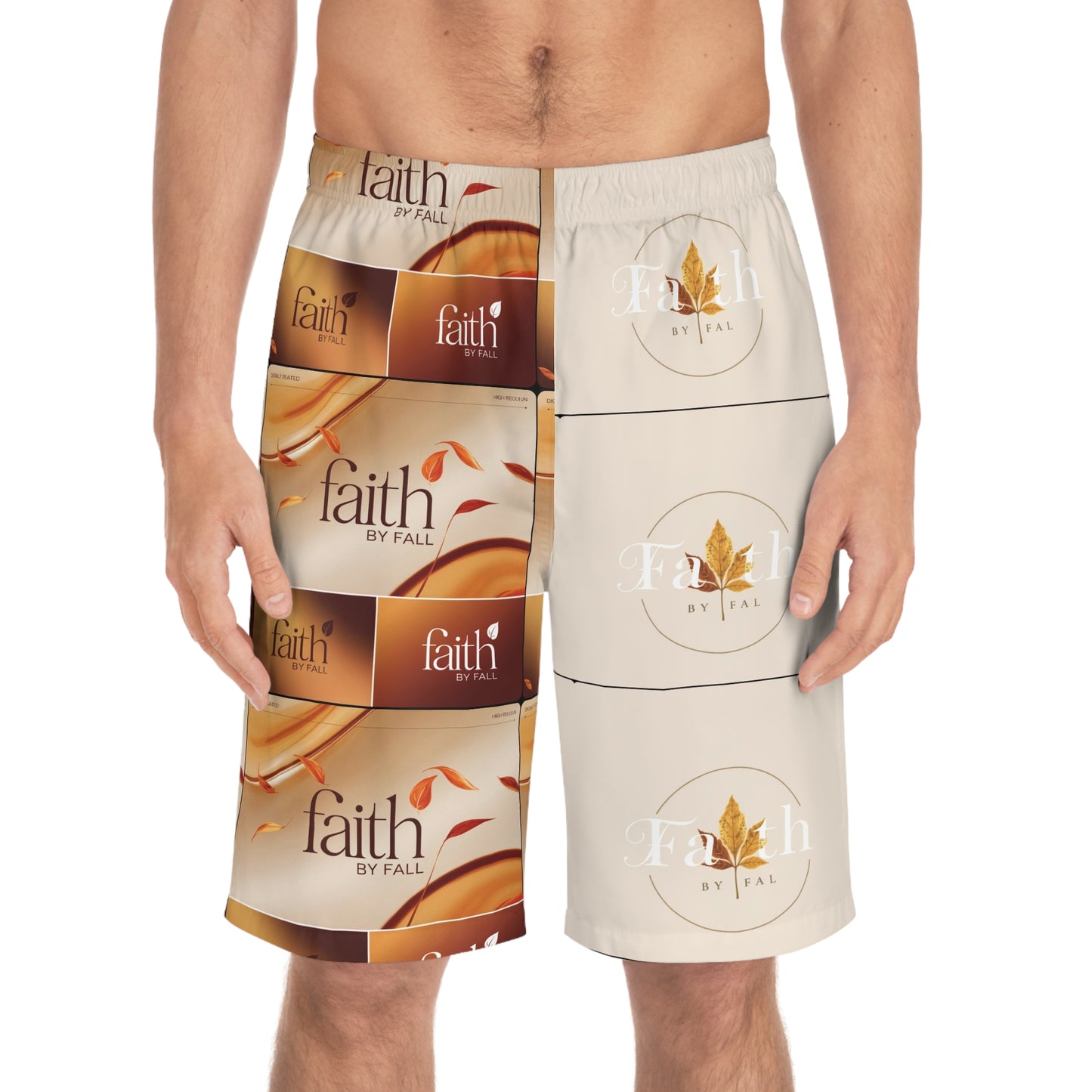 Faith by Fall Men's Board Shorts - Relaxed Beachwear, Summer Style, Gift for Him, Spiritual Vibe, Swimwear, Casual Comfort