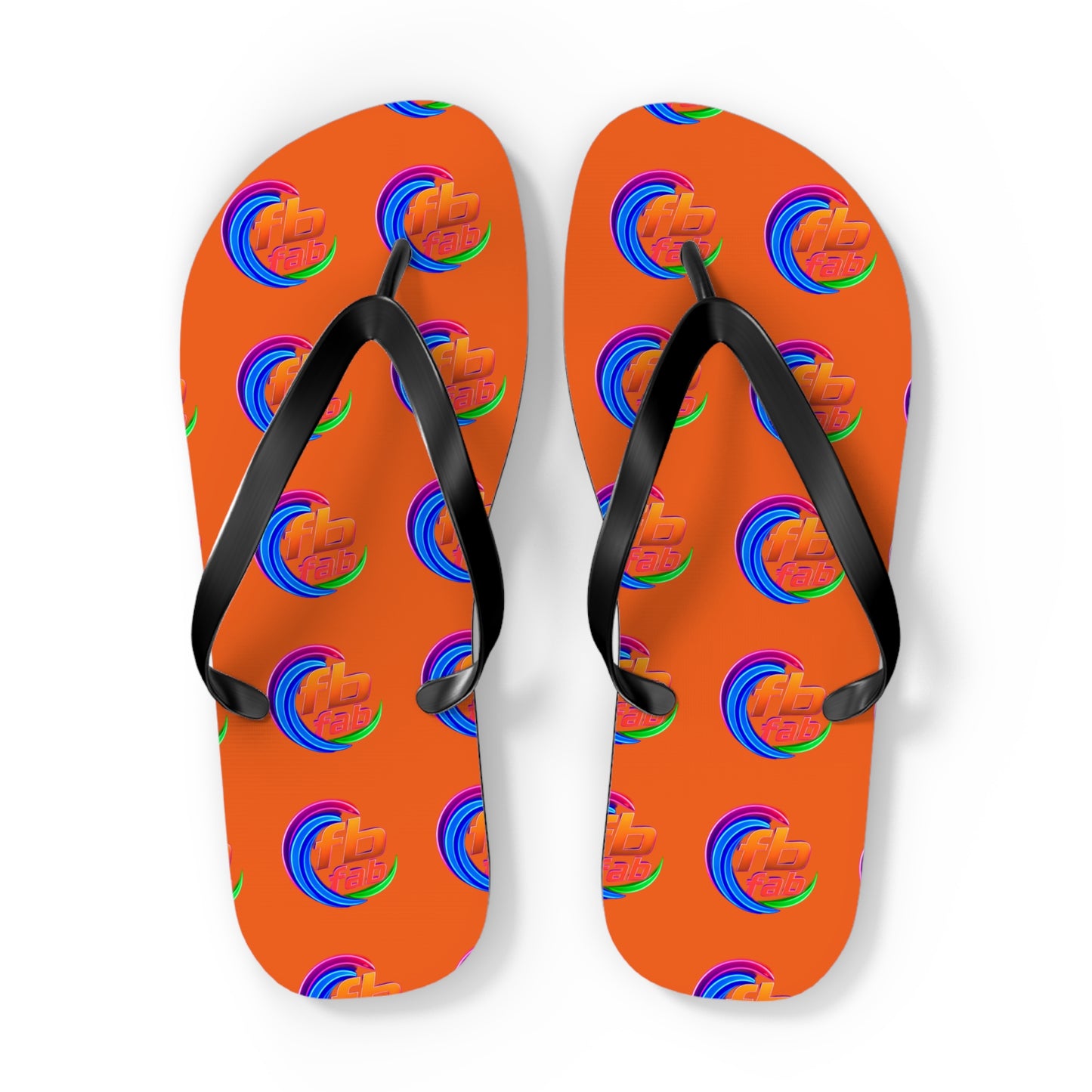 Tropical Abstract Flip Flops — Bright Orange Sunset Beach Sandals