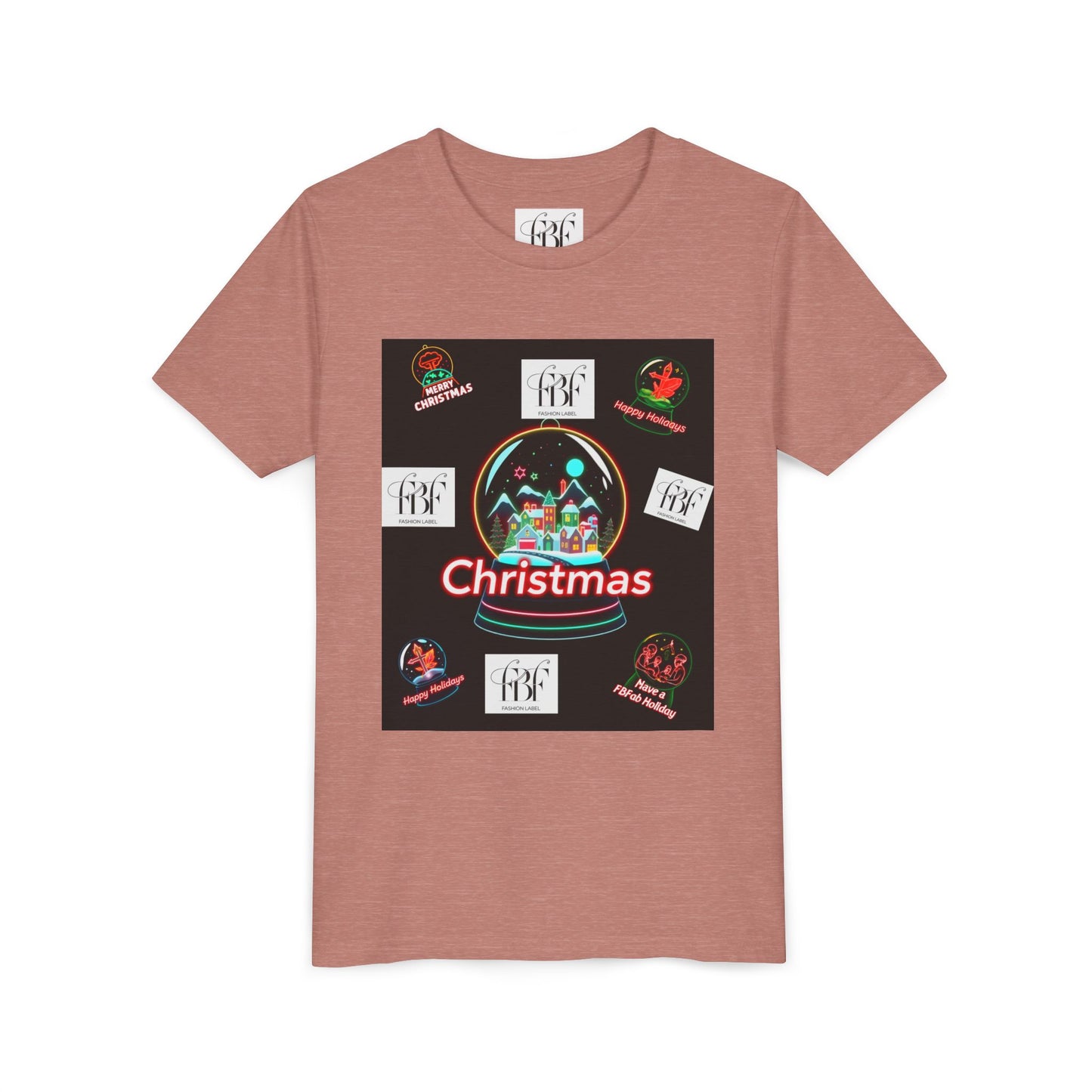 Youth Christmas Short Sleeve Tee, Holiday Tee, Xmas Gift for Kids, Fun Tee for Celebrations, Winter Festive Shirt