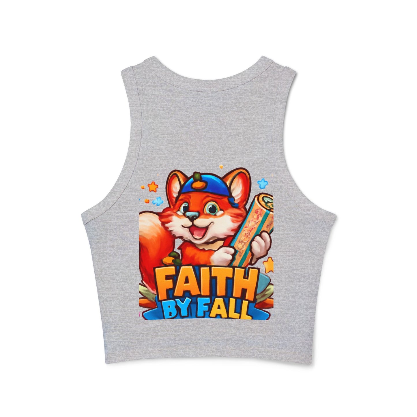 Fox Fabric Designer Tank — “Faith By Fall” Cute Cartoon Fox Racerback Tank Top