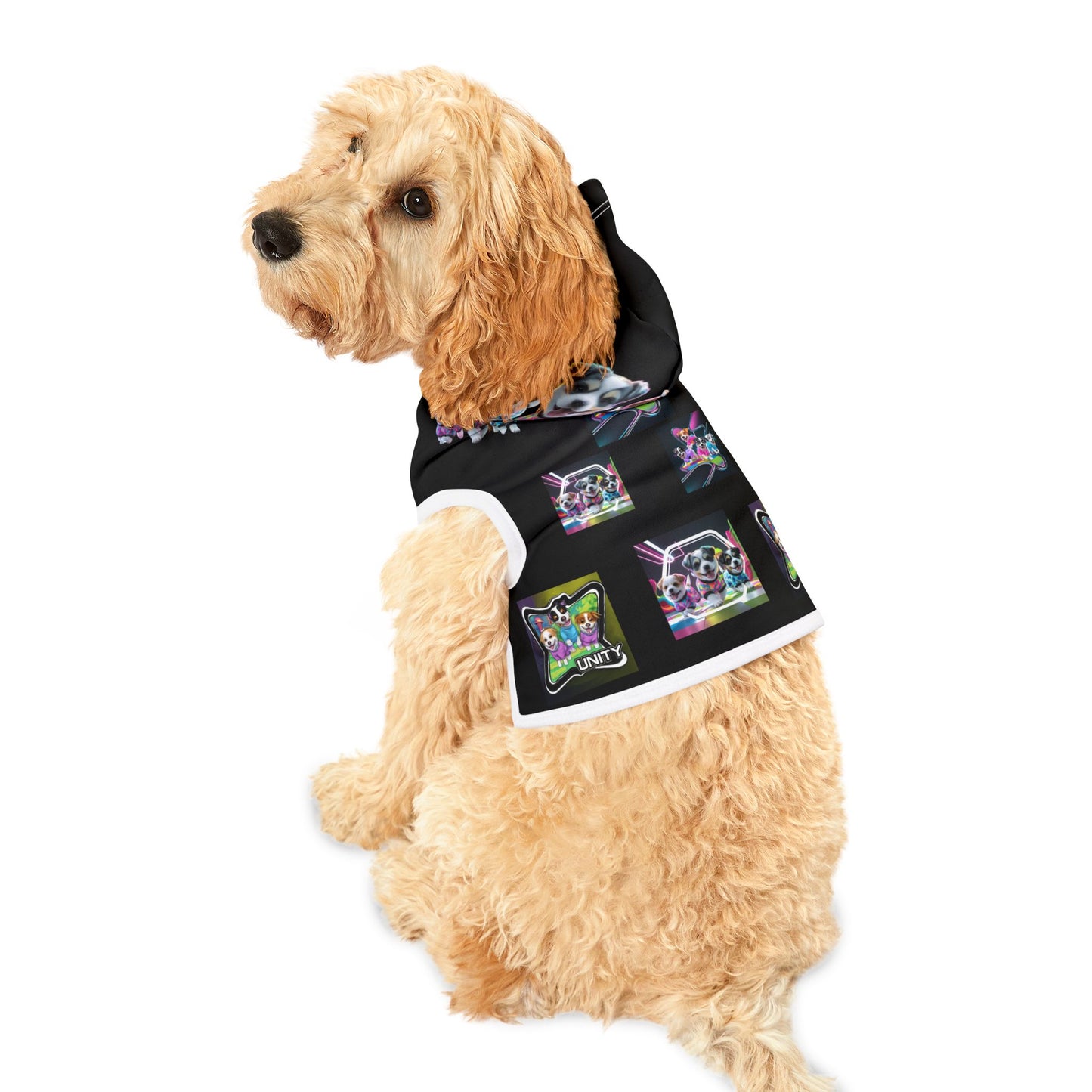 Pet Hoodie — Colorful Neon Puppy Print Hooded Dog Sweatshirt