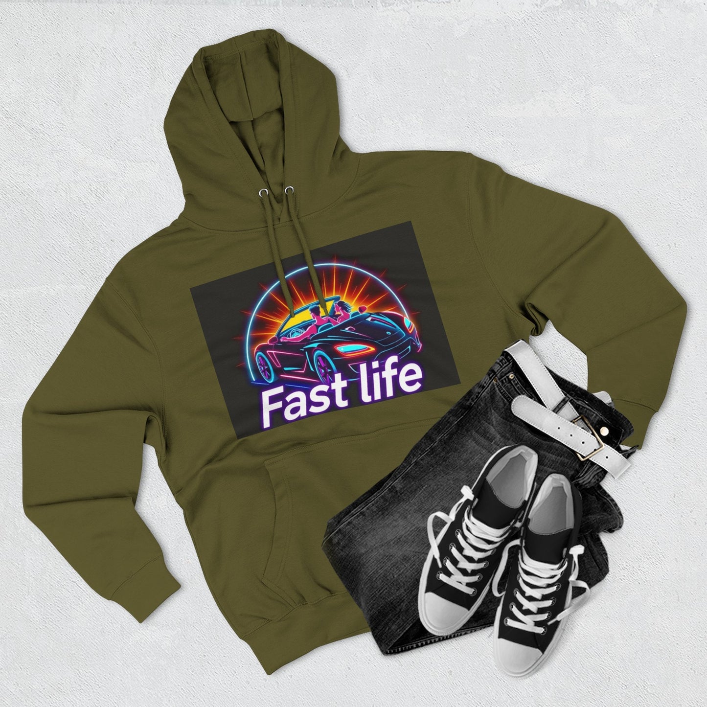Fast Life Fleece Hoodie for Car Enthusiasts