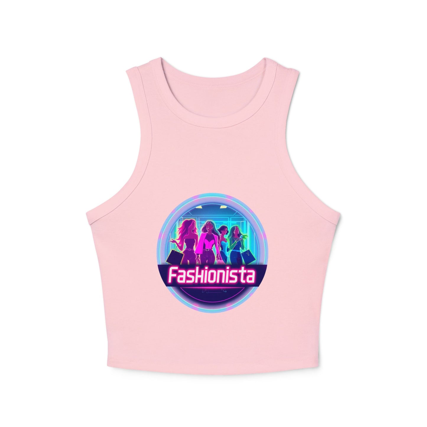Trendy Women’s Racer Tank Top - Fashionista & Future Design, Stylish Summer Wear, Casual Fit, Festival Outfit, Gift for Her