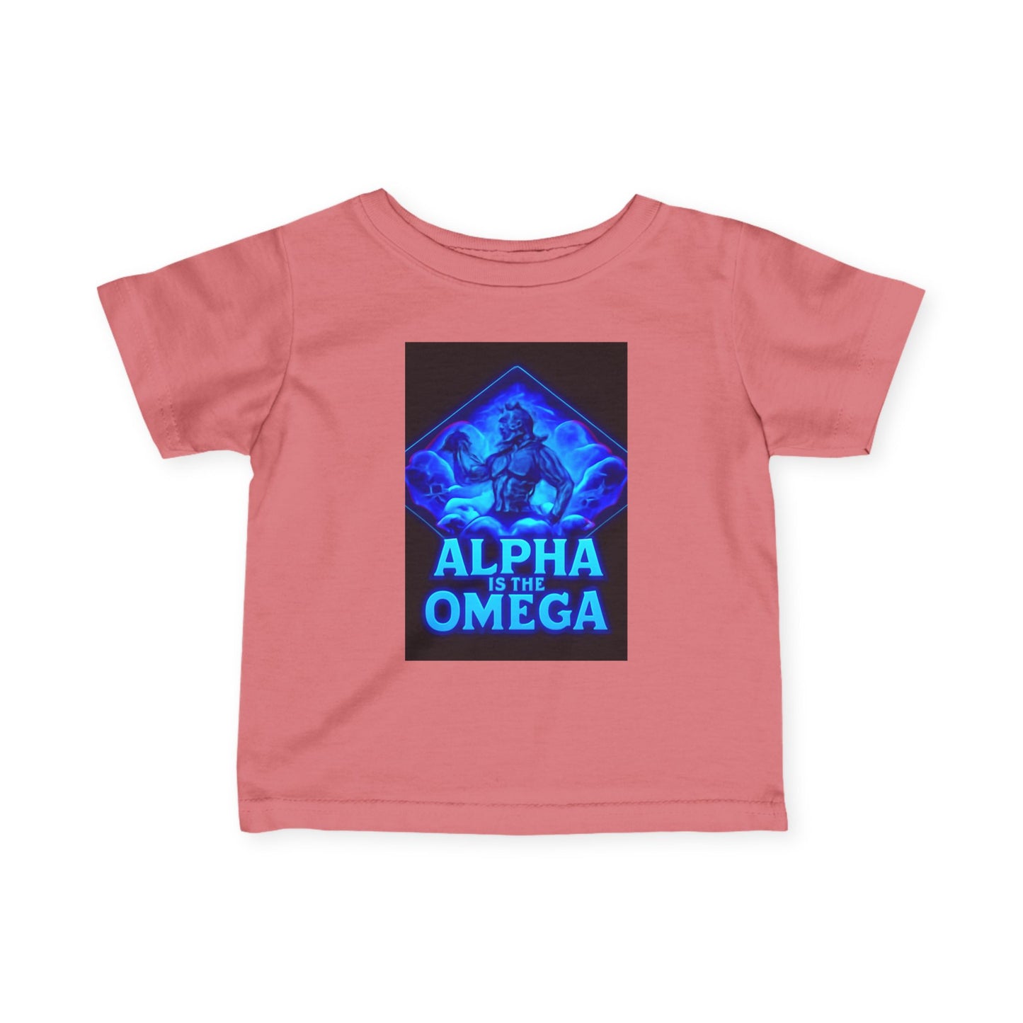 Infant Tee — "Alpha Is the Omega" Neon Christian Baby Shirt