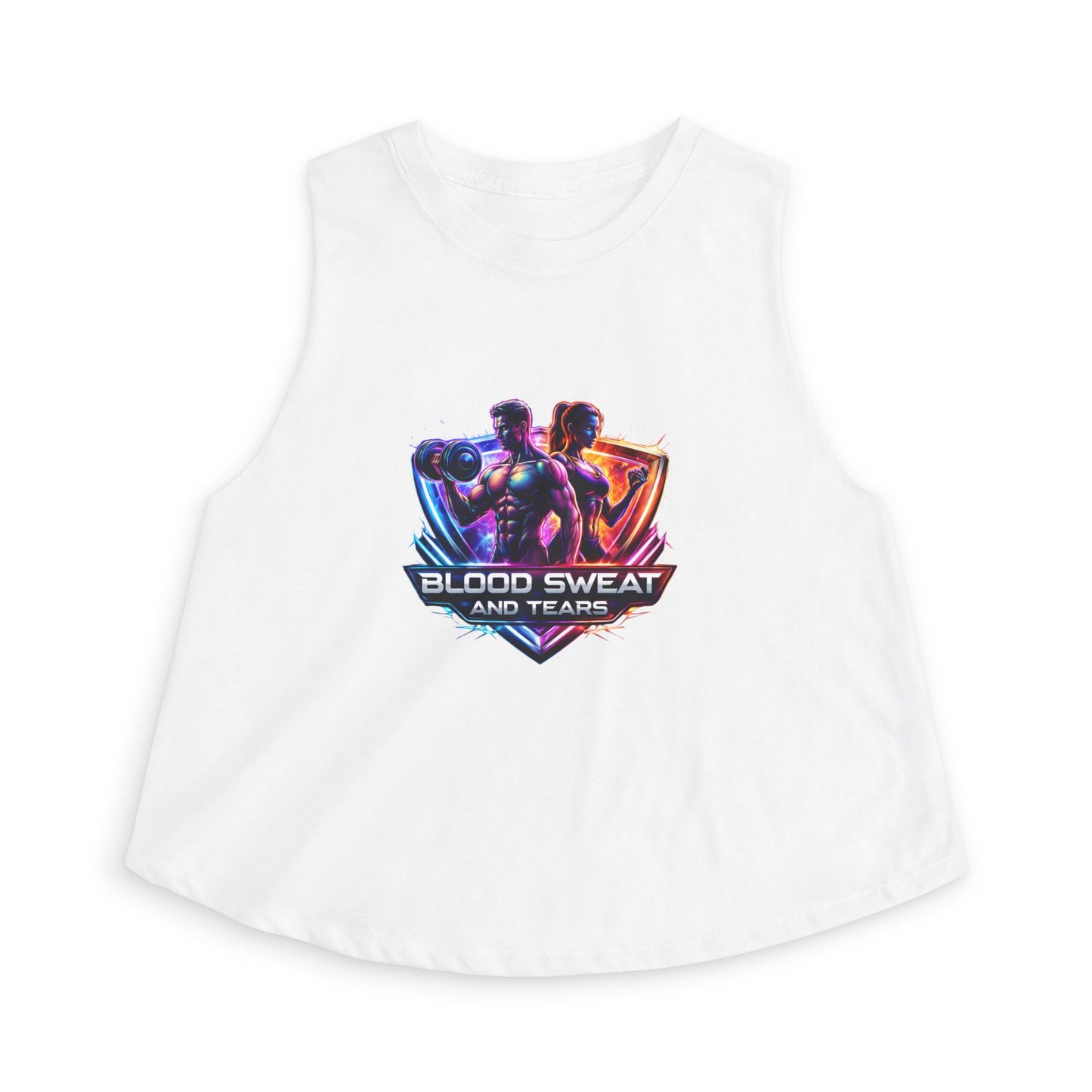 Crop Top — "Blood Sweat and Tears" Fitness Graphic Tank for Women