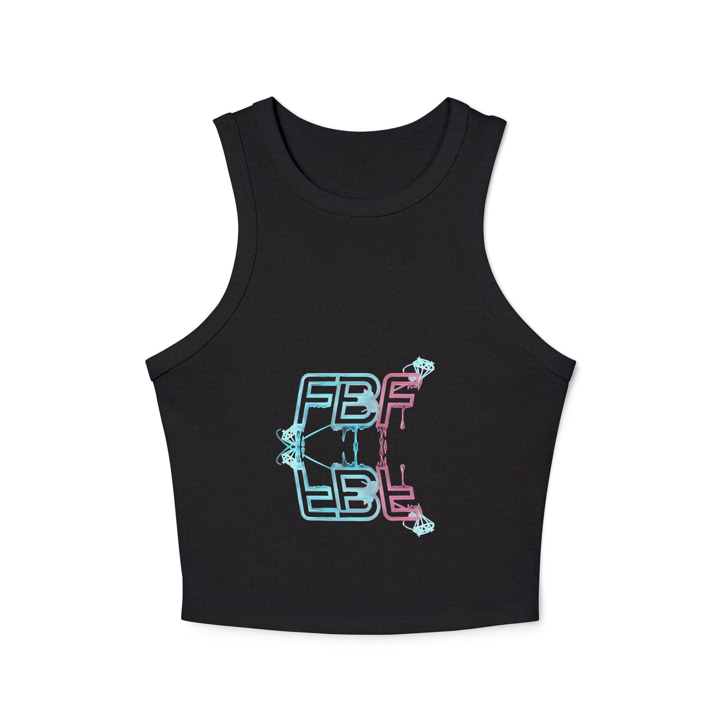 Racer Tank Top — Pastel Drip 'FBF' Bubble Graphic