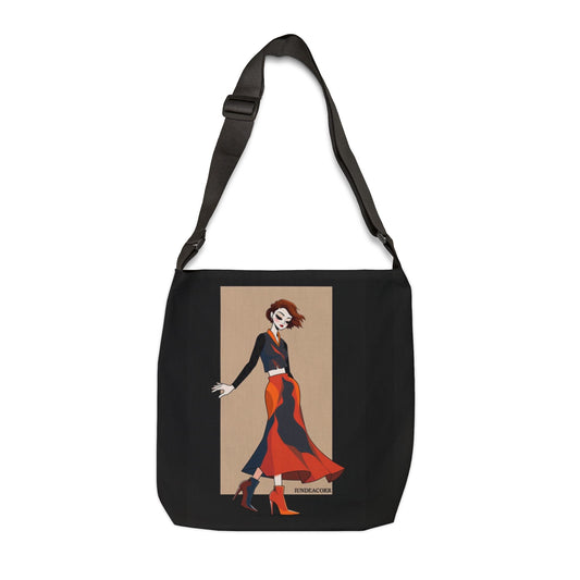 Stylish Adjustable Tote Bag with Chic Fashion Illustration
