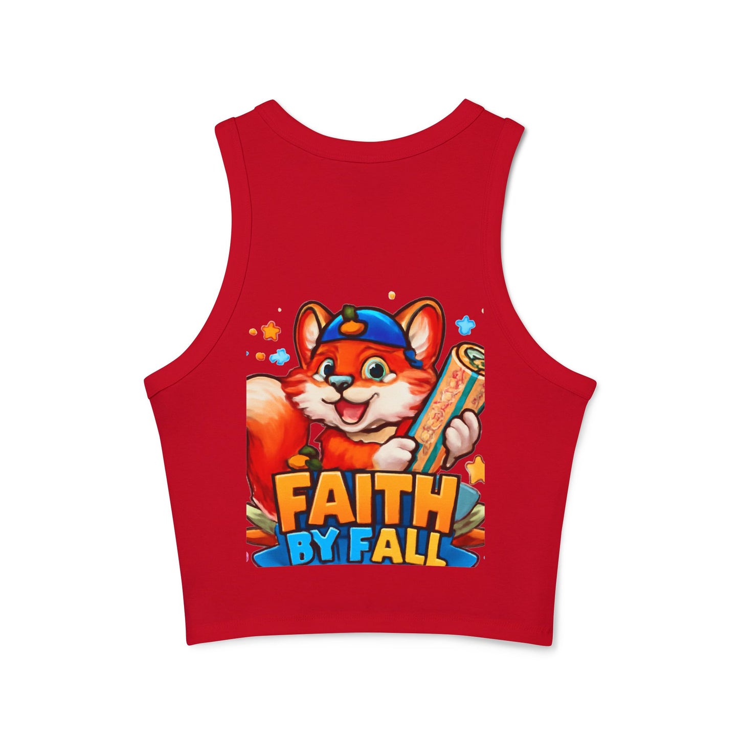 Fox Fabric Designer Tank — “Faith By Fall” Cute Cartoon Fox Racerback Tank Top