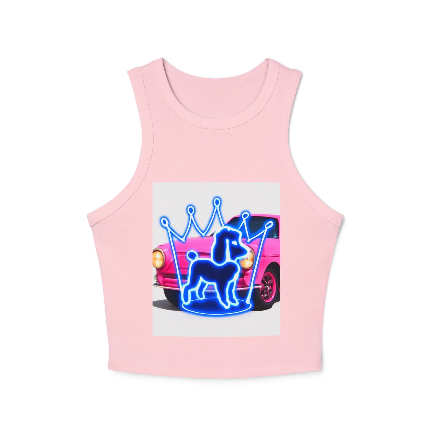 Neon Crowned Dog Racer Tank Top | Women's Casual Wear, Summer Clothing, Beach Gear, Animal Lover Gift, Fashion Statement