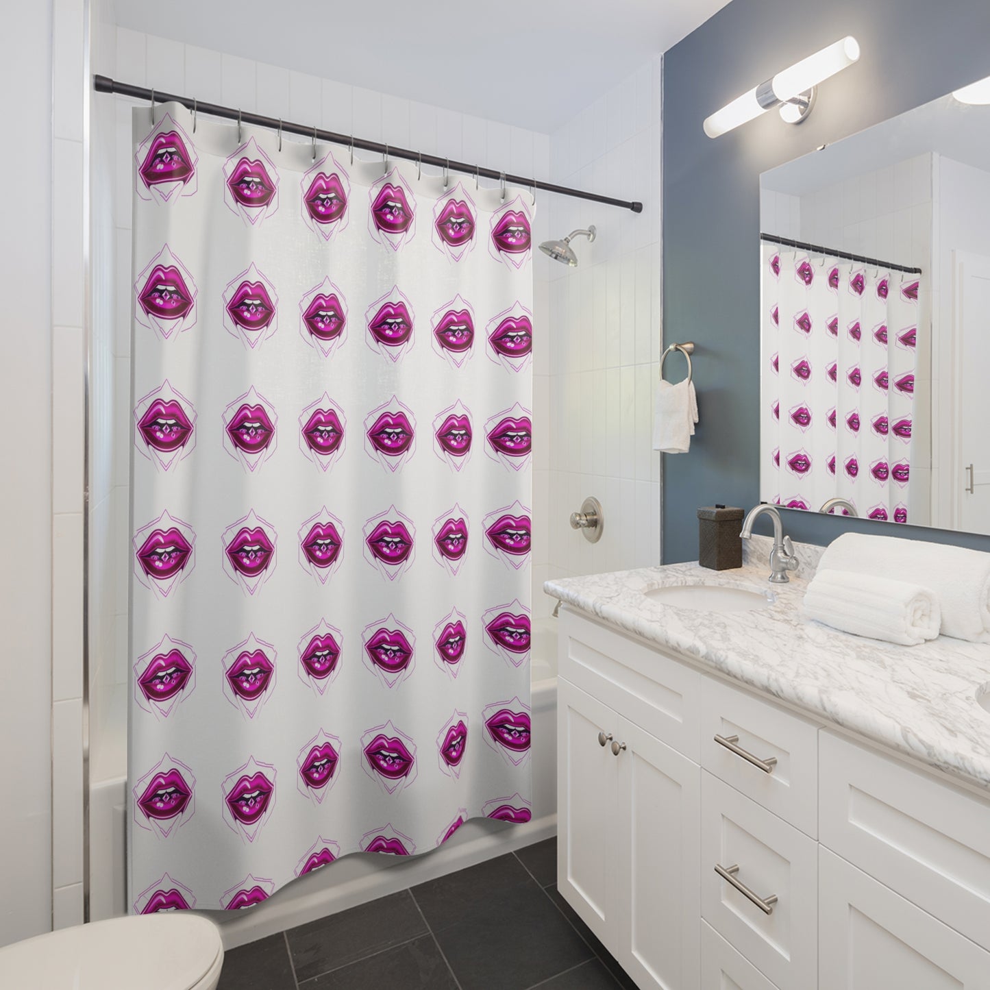 Vibrant Lips Shower Curtain, Fun Bathroom Decor, Modern Chic Shower Curtain, Unique Gift for Her, Trendy Home Essentials