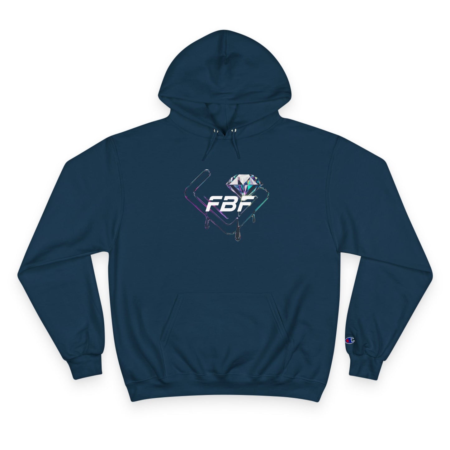 Fbf diamond Champion Hoodie — Dripping Diamond Heart Graphic Pullover
