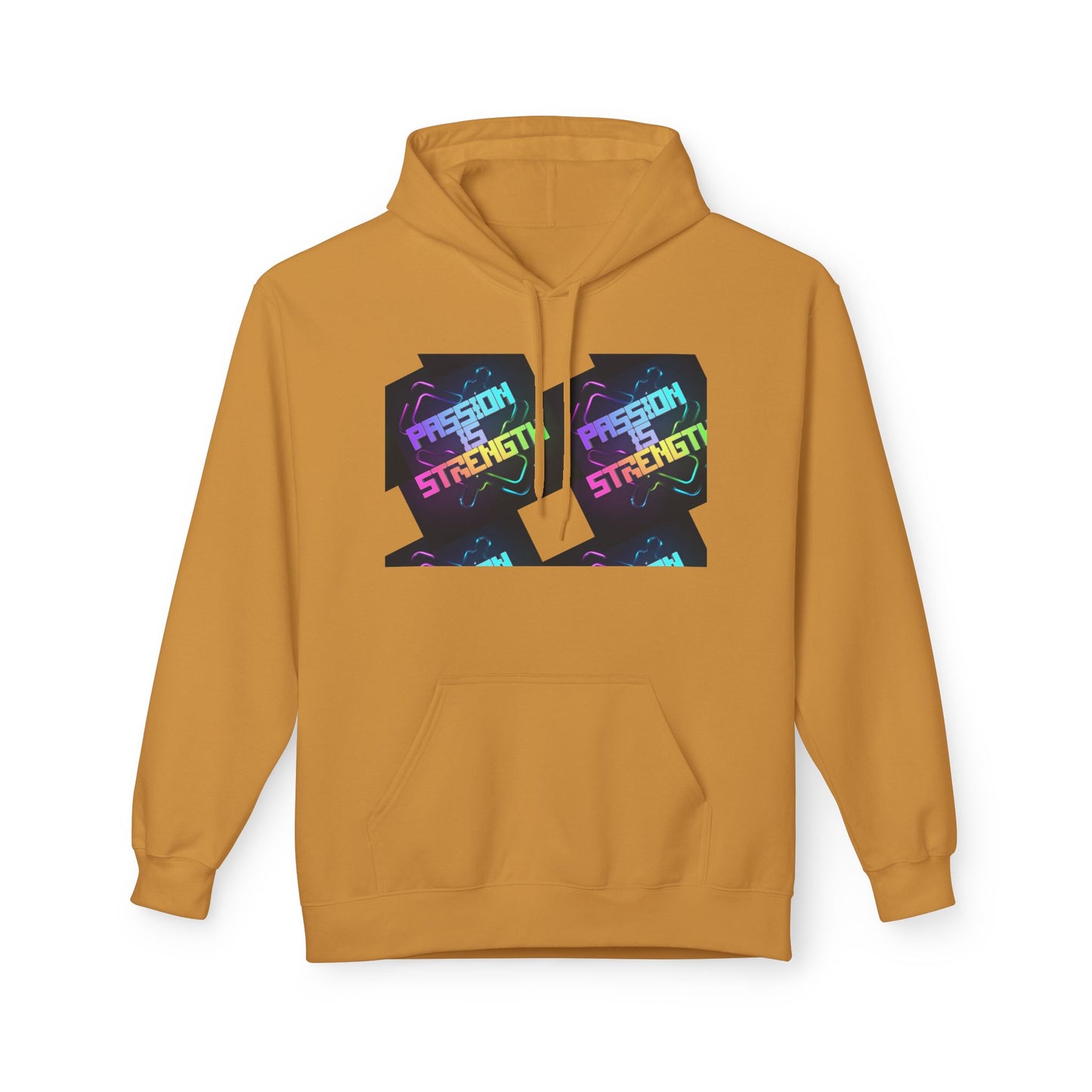 Passion is Strength Graphic Hoodie — Retro Rainbow Tombstone Design