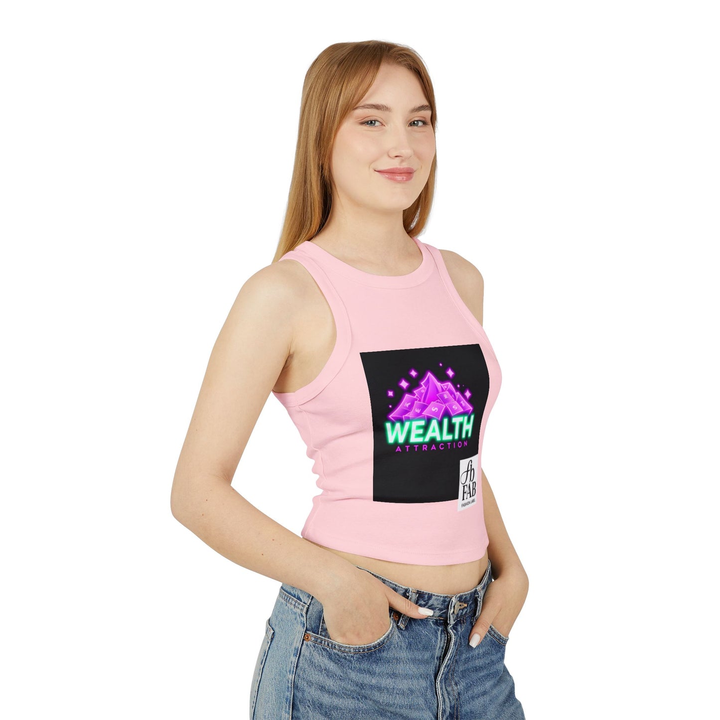 Wealth Attraction Racer Tank Top | Motivational Workout Top, Fitness Clothing, Gift for Her, Summer Essential, Self-Care Apparel