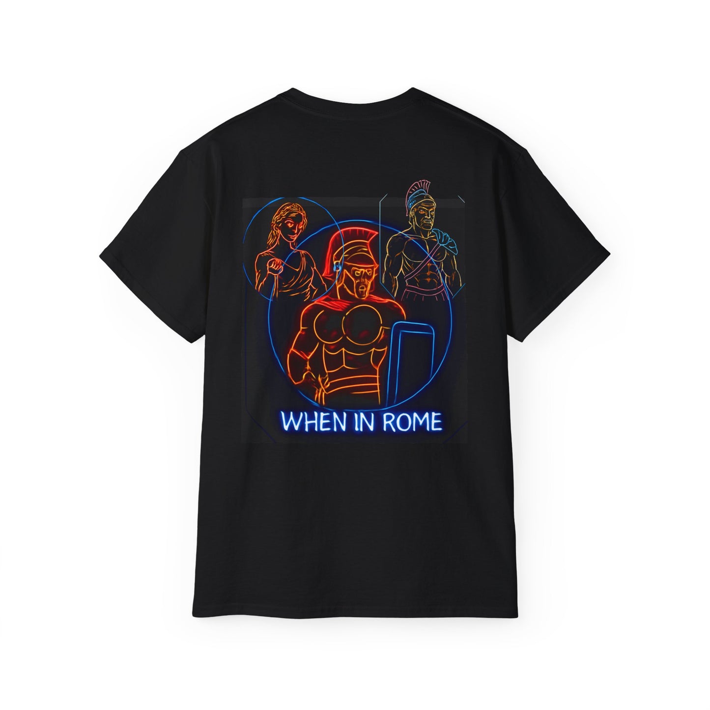 When in Rome Neon Graphic Tee - Roman Gladiator & Colosseum Vintage Style