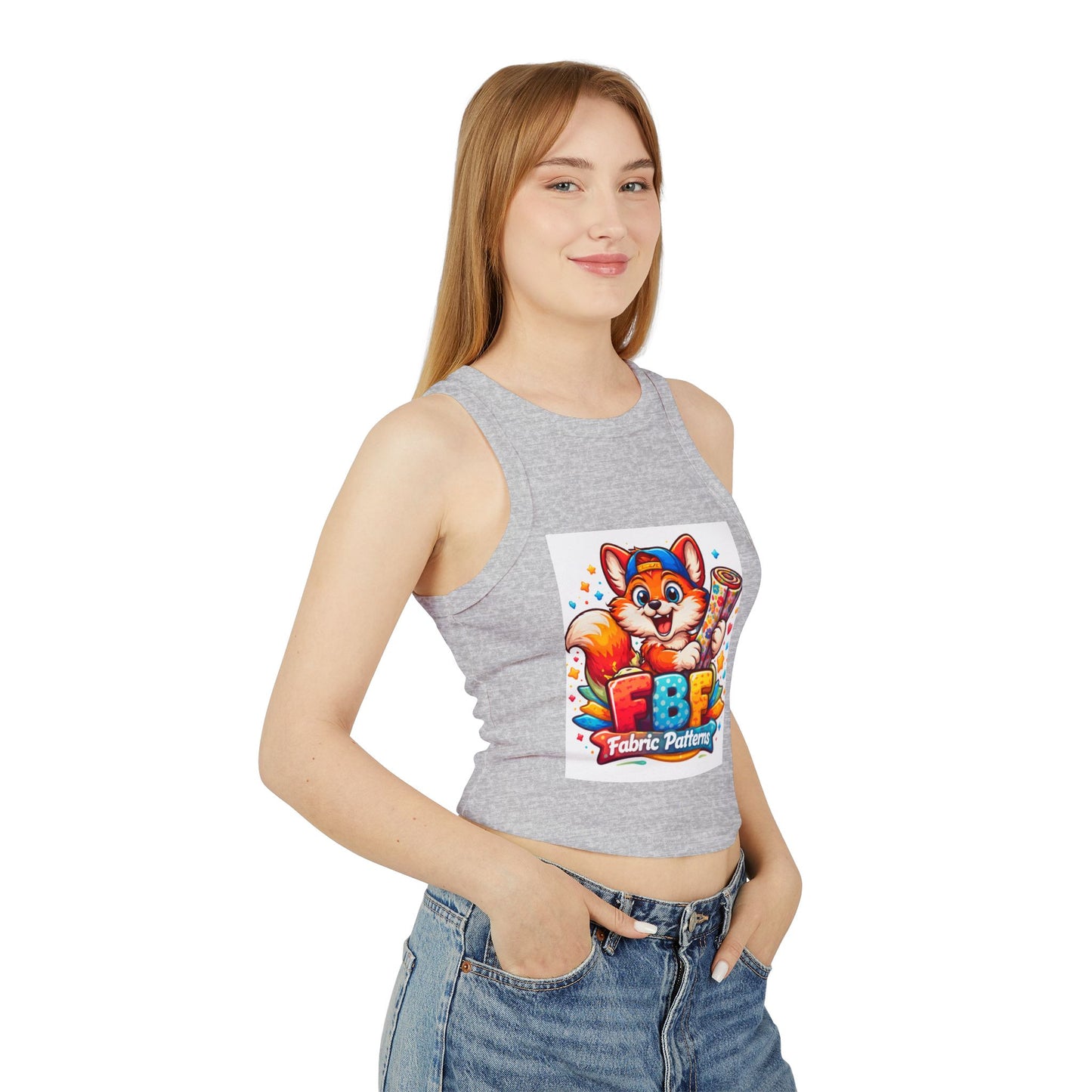 Fox Fabric Designer Tank — “Faith By Fall” Cute Cartoon Fox Racerback Tank Top